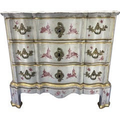 Danish 18th Century Painted Chest of Drawers With Chinoiserie Decor