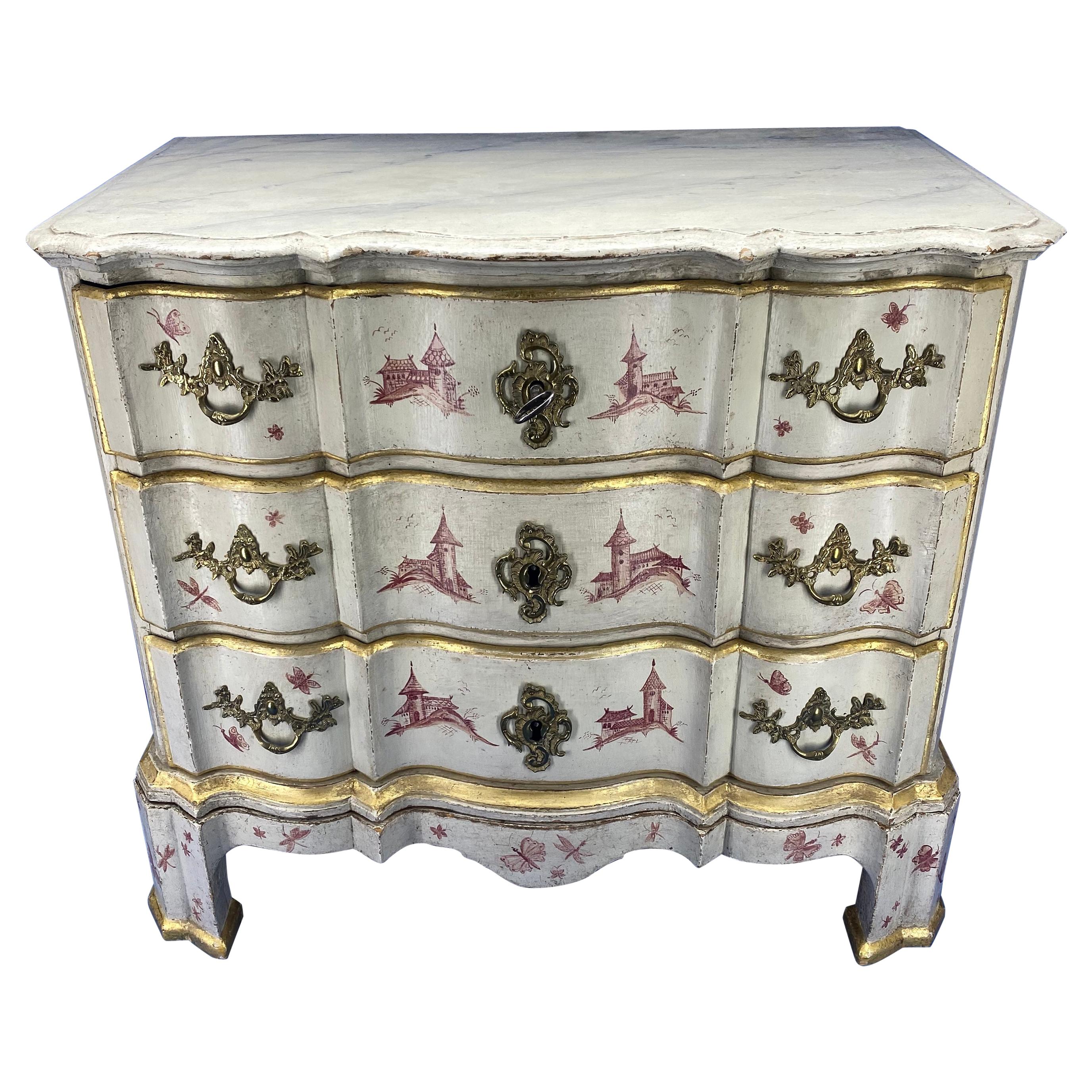 Danish 18th Century Painted Chest of Drawers With Chinoiserie Decor For Sale