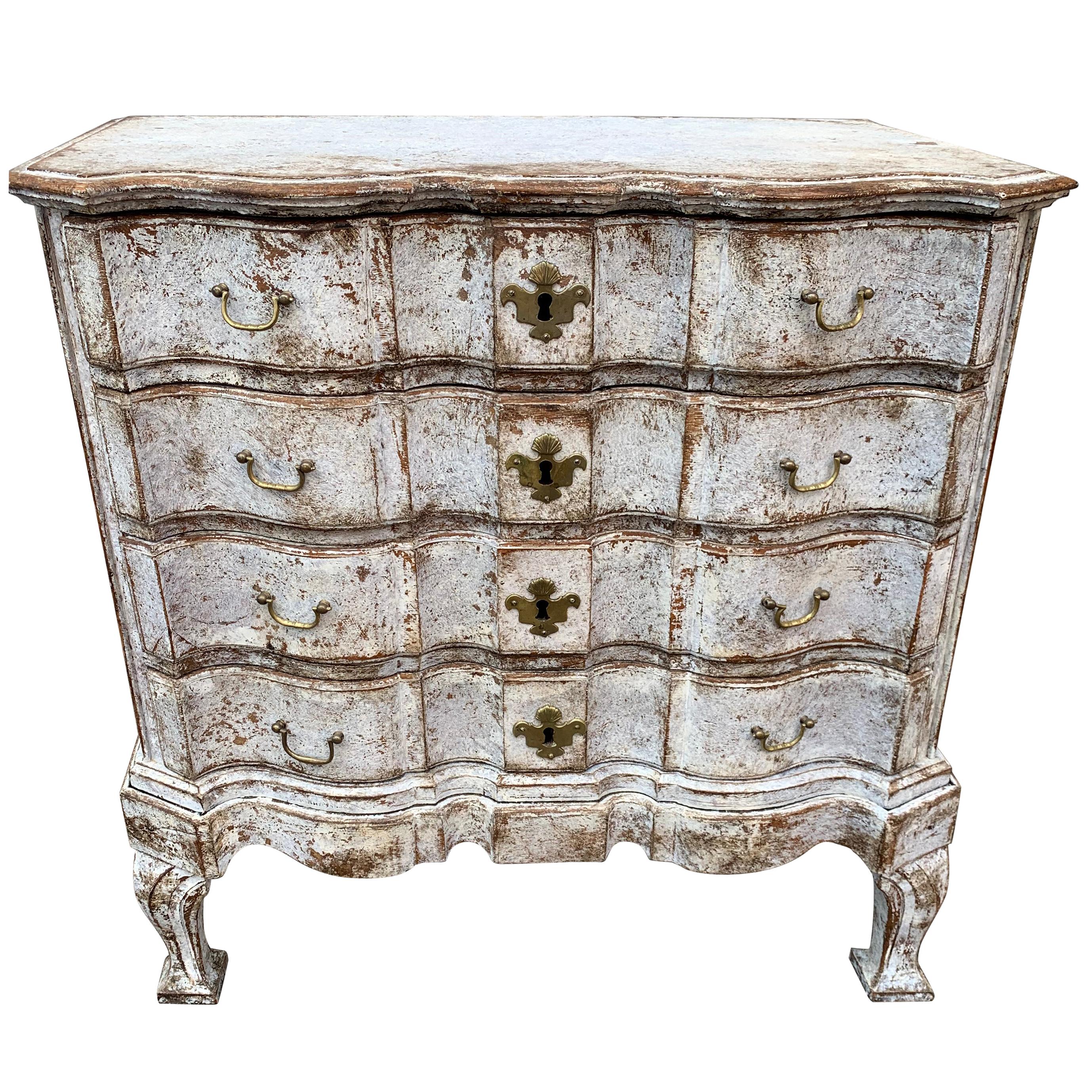 Danish 18th Century Painted Régence Chest of Drawers