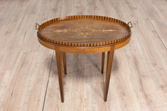 Danish 1900s Walnut Tray Table with Ash Foliage Marquetry and Removable Top