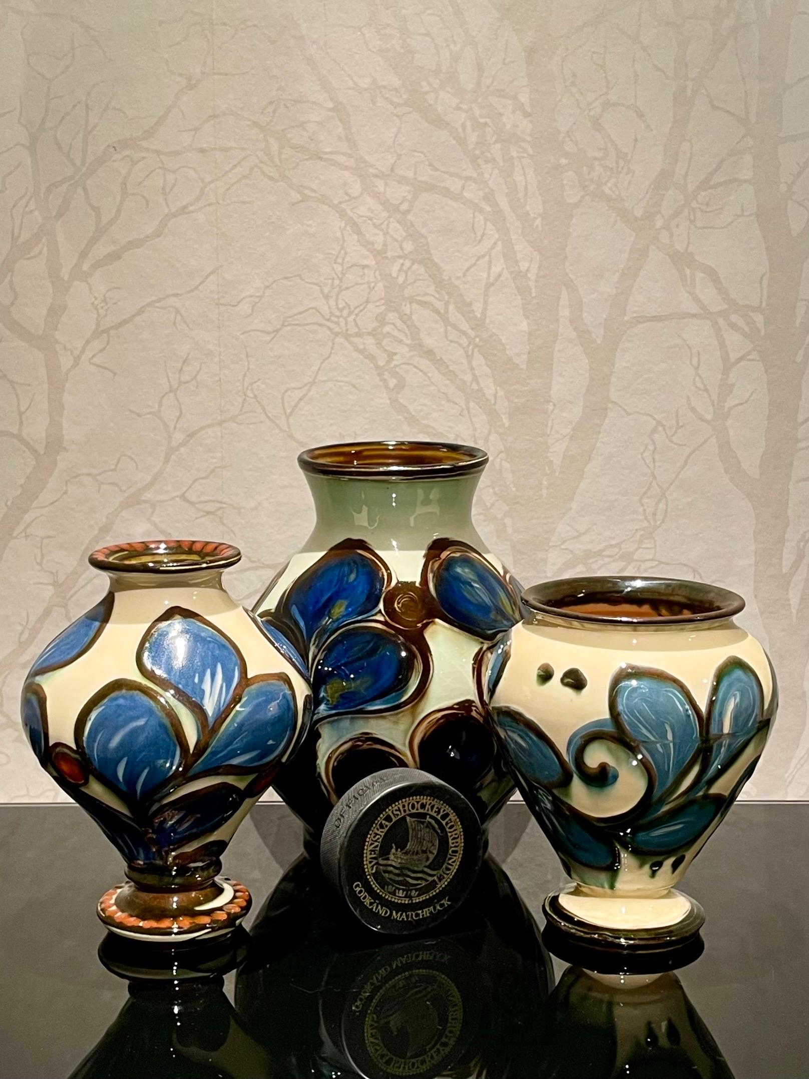 Danish Herman Kähler Ceramic Vase Collection from the 1920s in a Set of Three 11