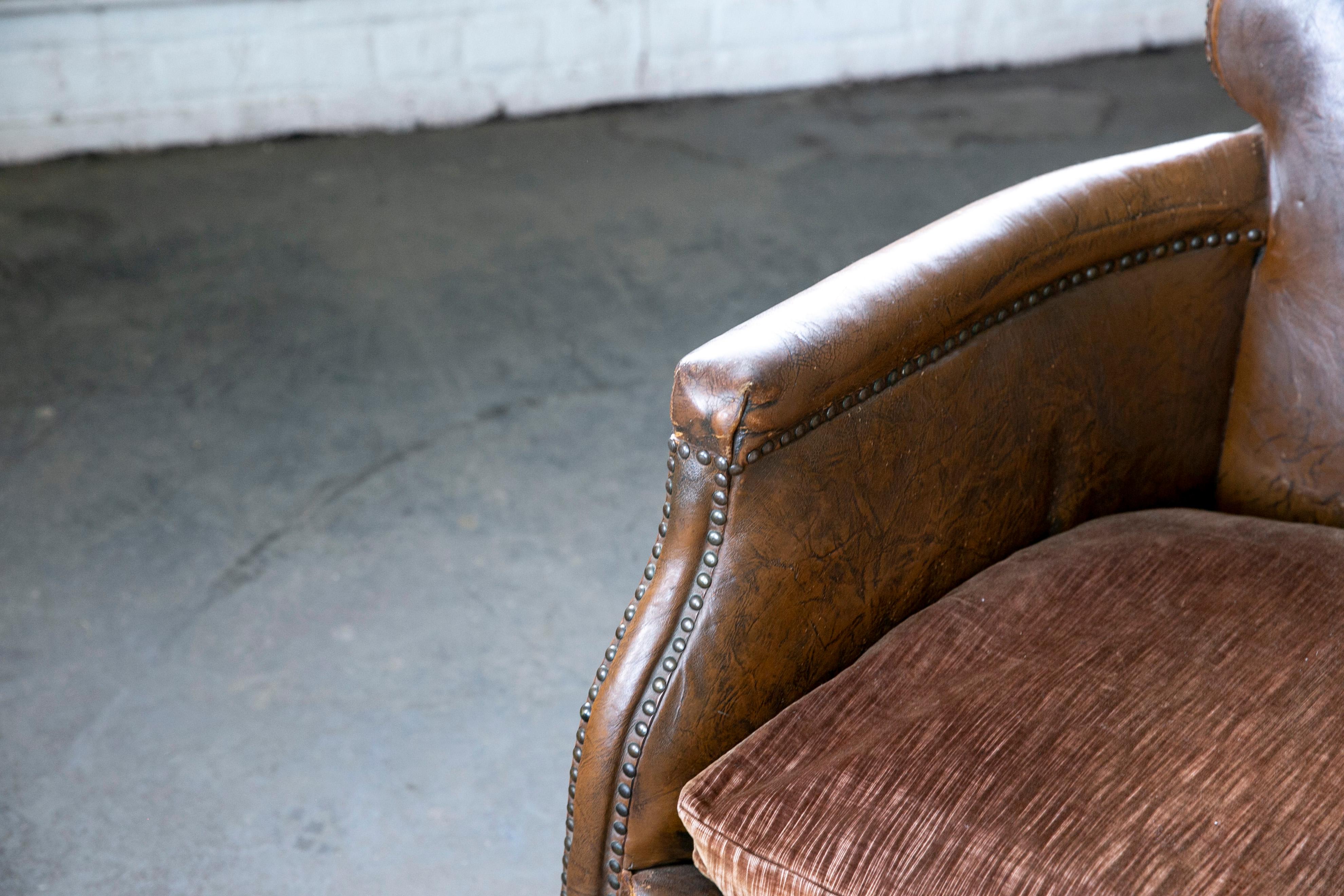 Danish 1930-40s Small-Scale Club Chair in Cognac Leather with Cabriole Legs 1