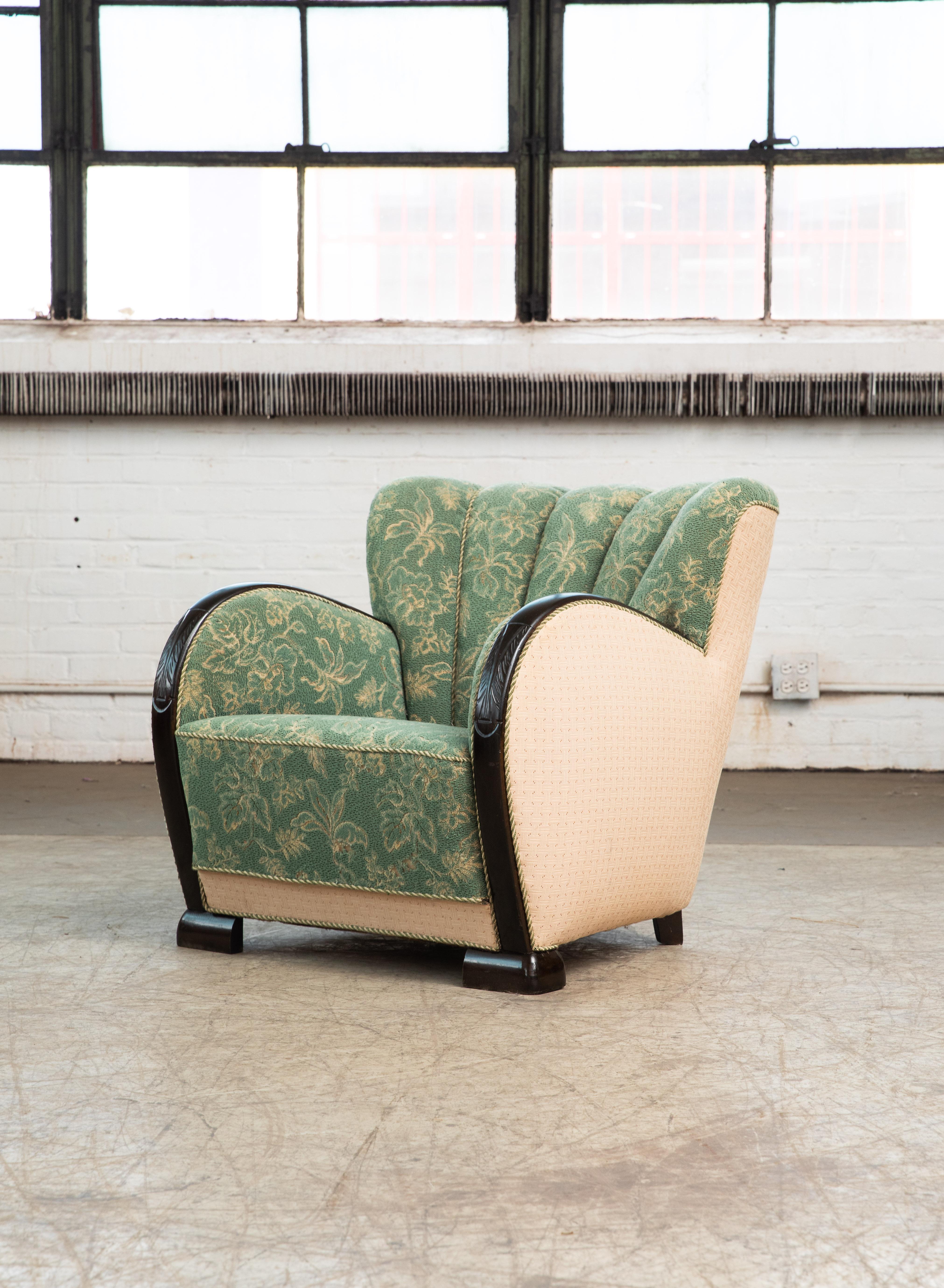 Mid-20th Century Danish 1930s Art Deco Lounge or Club Chair in Style of Fritz Hansen