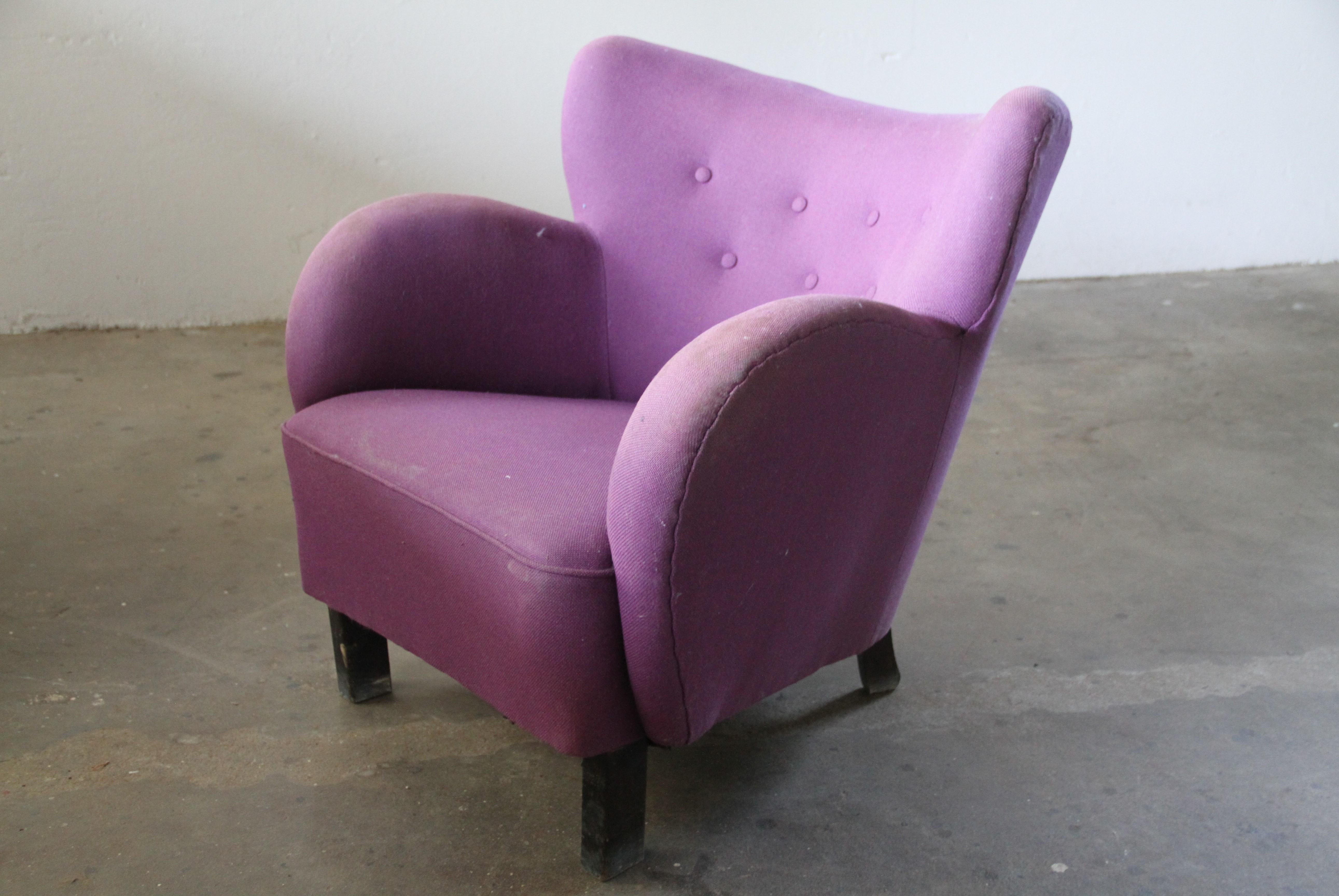 Milieu du XXe siècle Fauteuil club danois des années 1930, style Fritz Hansen & Flemming Lassen en vente