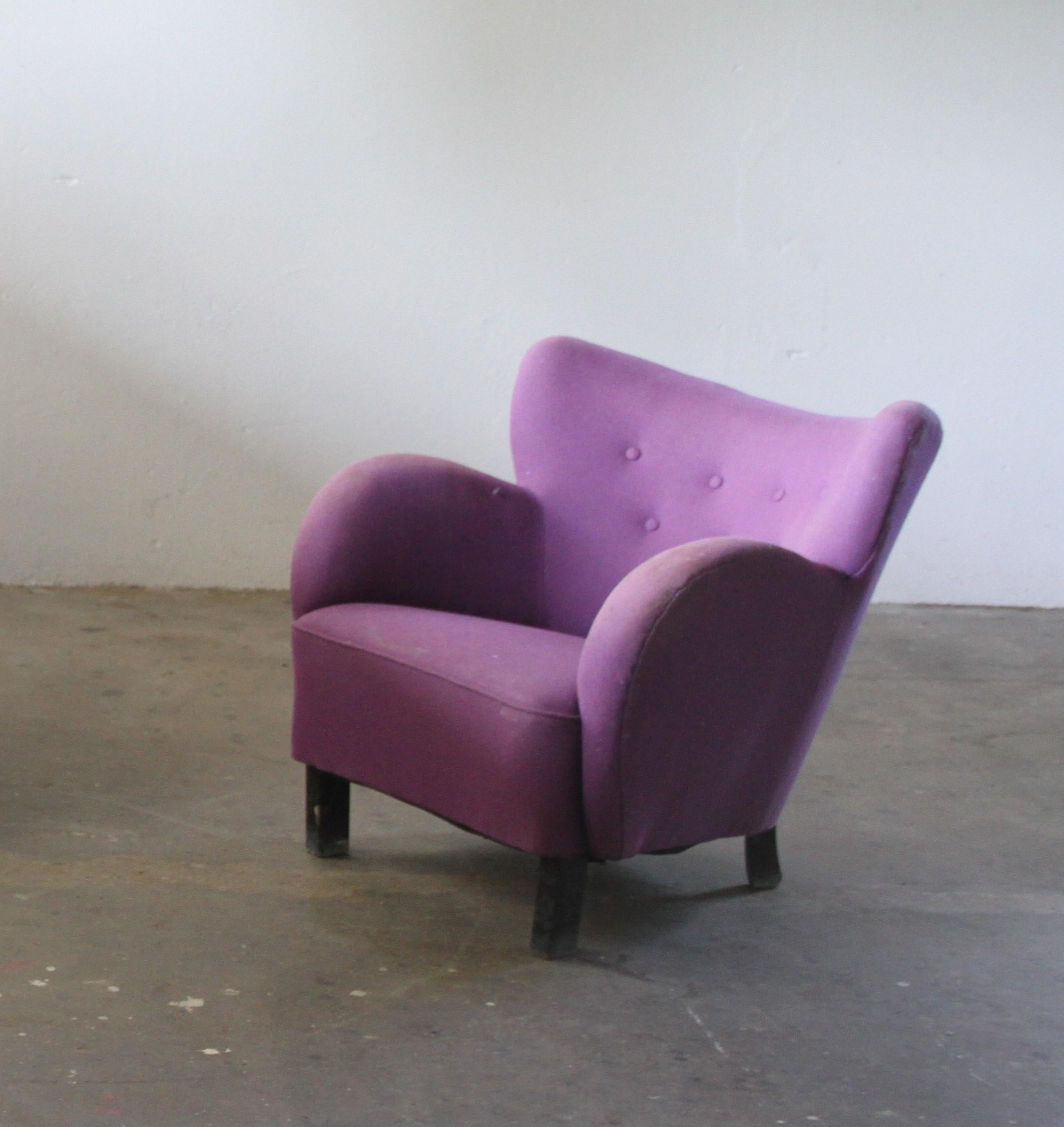 Tissu Fauteuil club danois des années 1930, style Fritz Hansen & Flemming Lassen en vente
