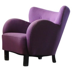 Sedia Club Lounge danese degli anni '30, stile Fritz Hansen & Flemming Lassen