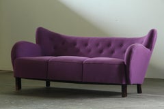 Divano club danese degli anni '30, stile Fritz Hansen & Flemming Lassen