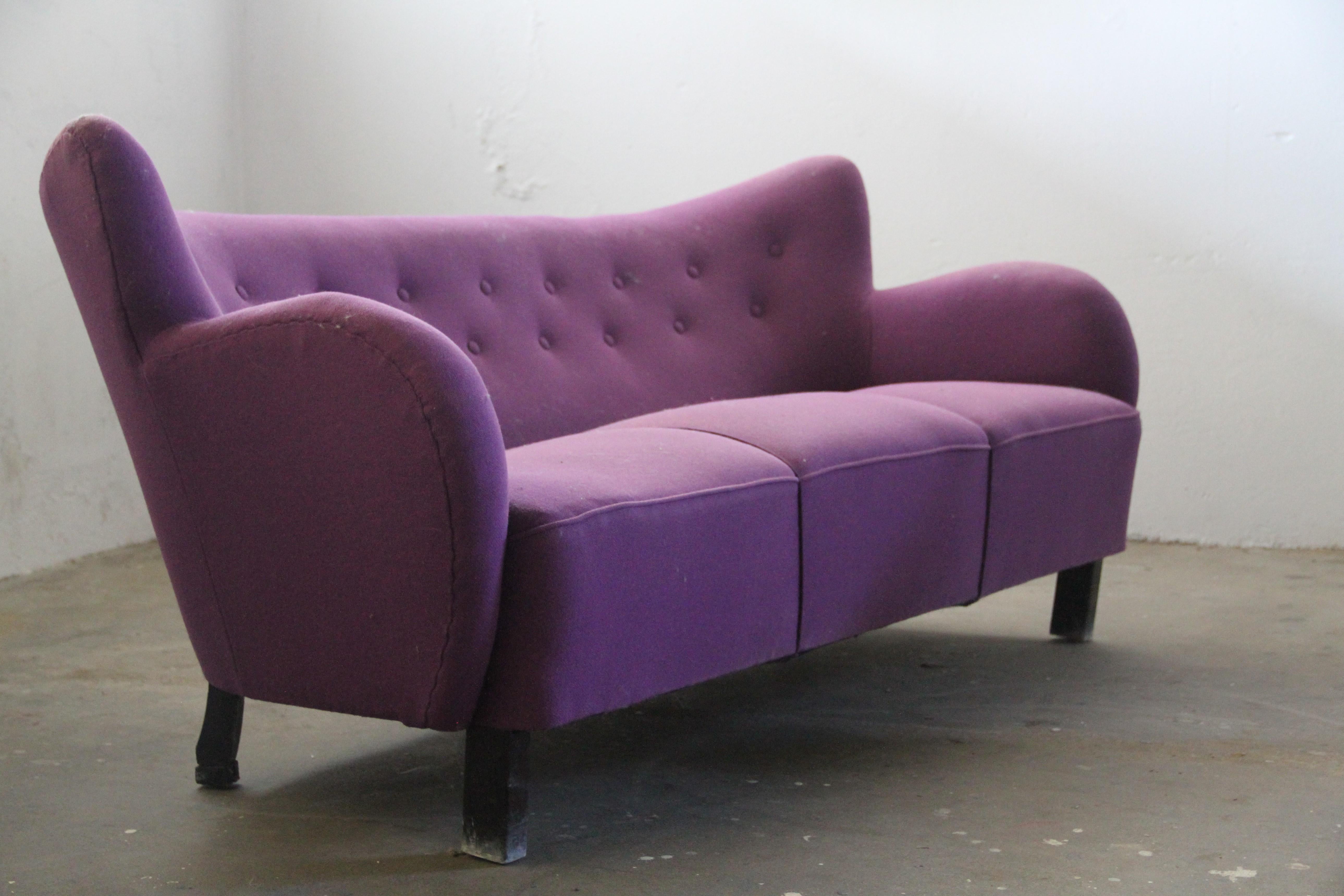 Tissu Canapé club danois des années 1930, style Fritz Hansen & Flemming Lassen en vente