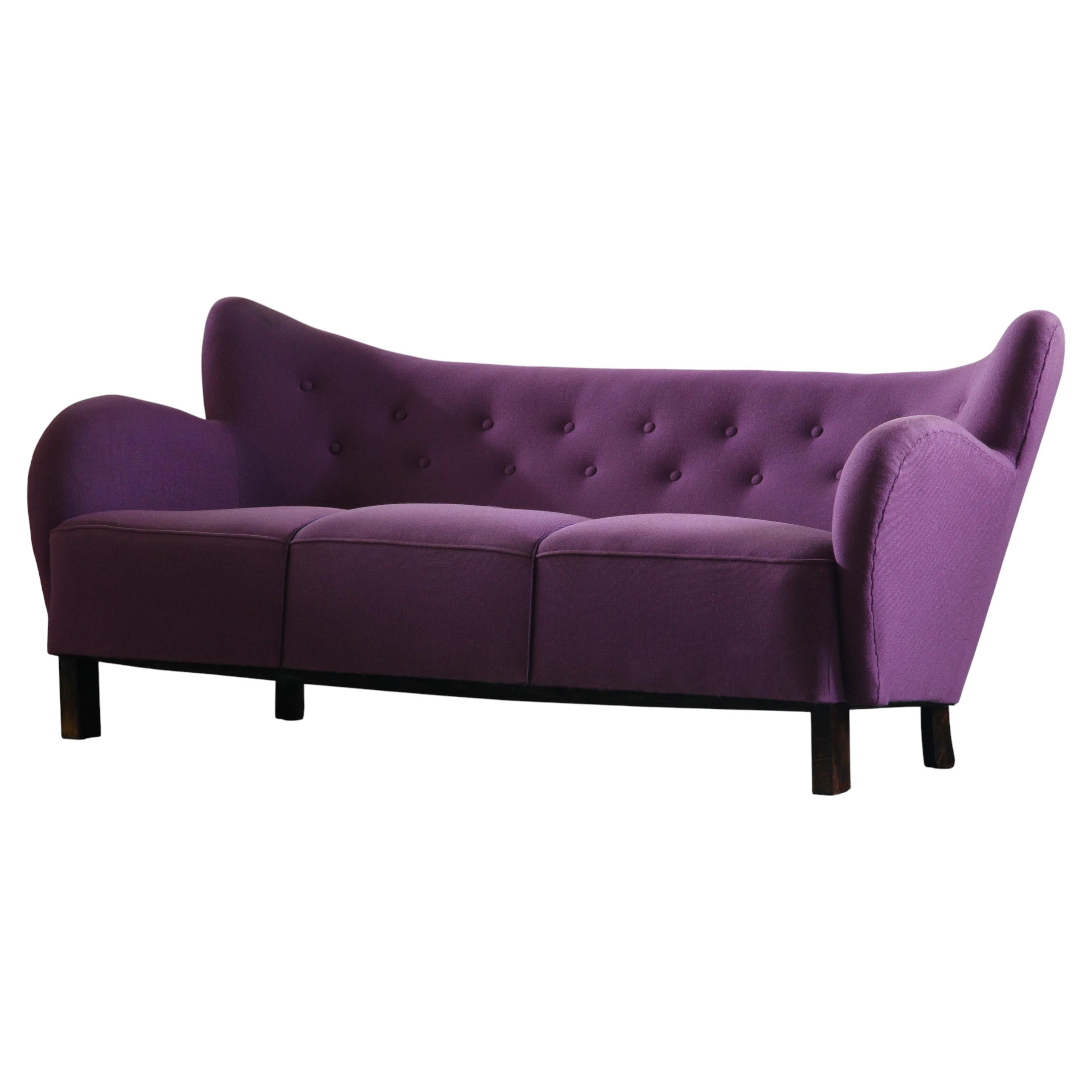 Danish 1930s Club Sofa, Style of Fritz Hansen & Flemming Lassen