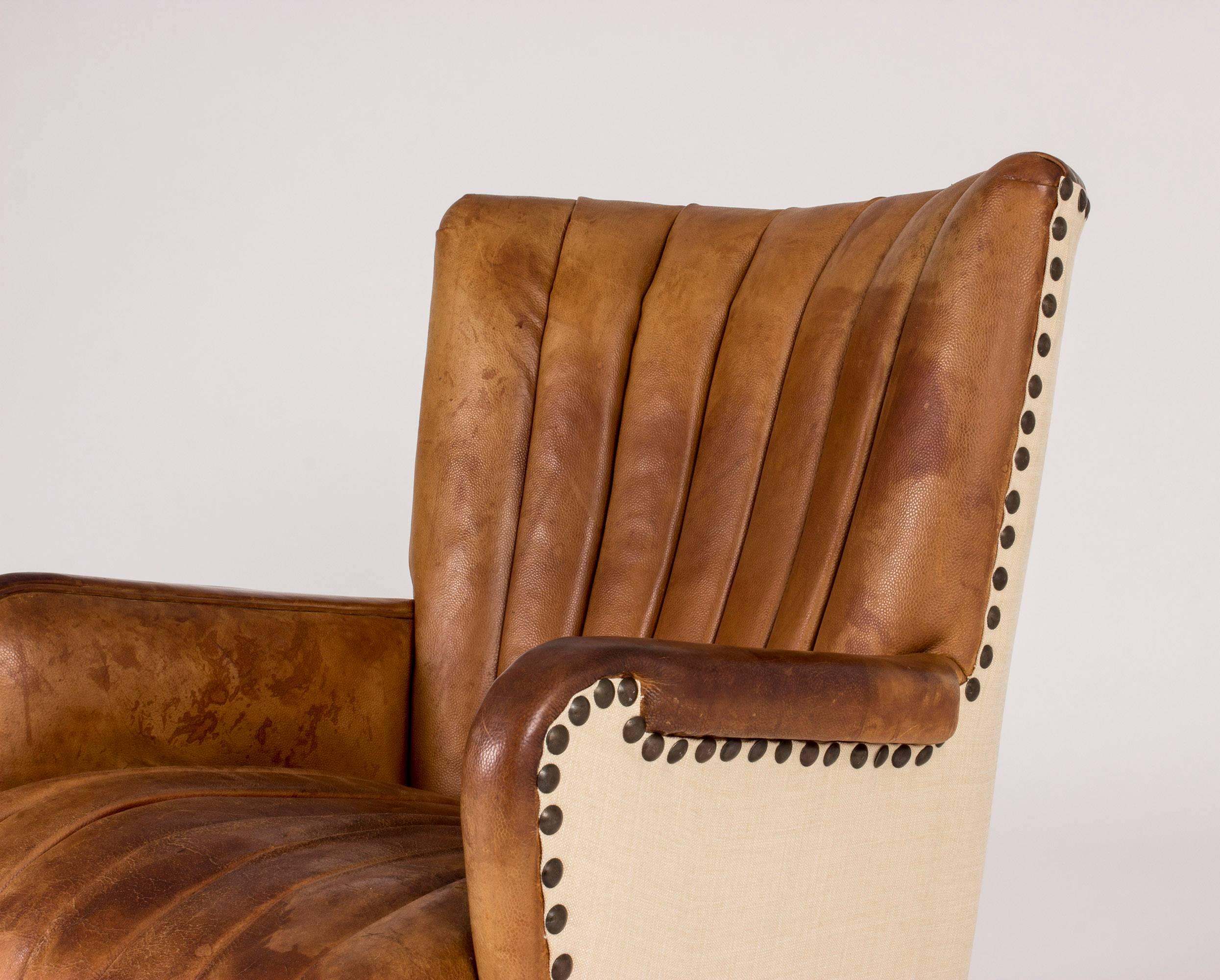 Scandinavian Modern Danish 1930s Leather Lounge Chair