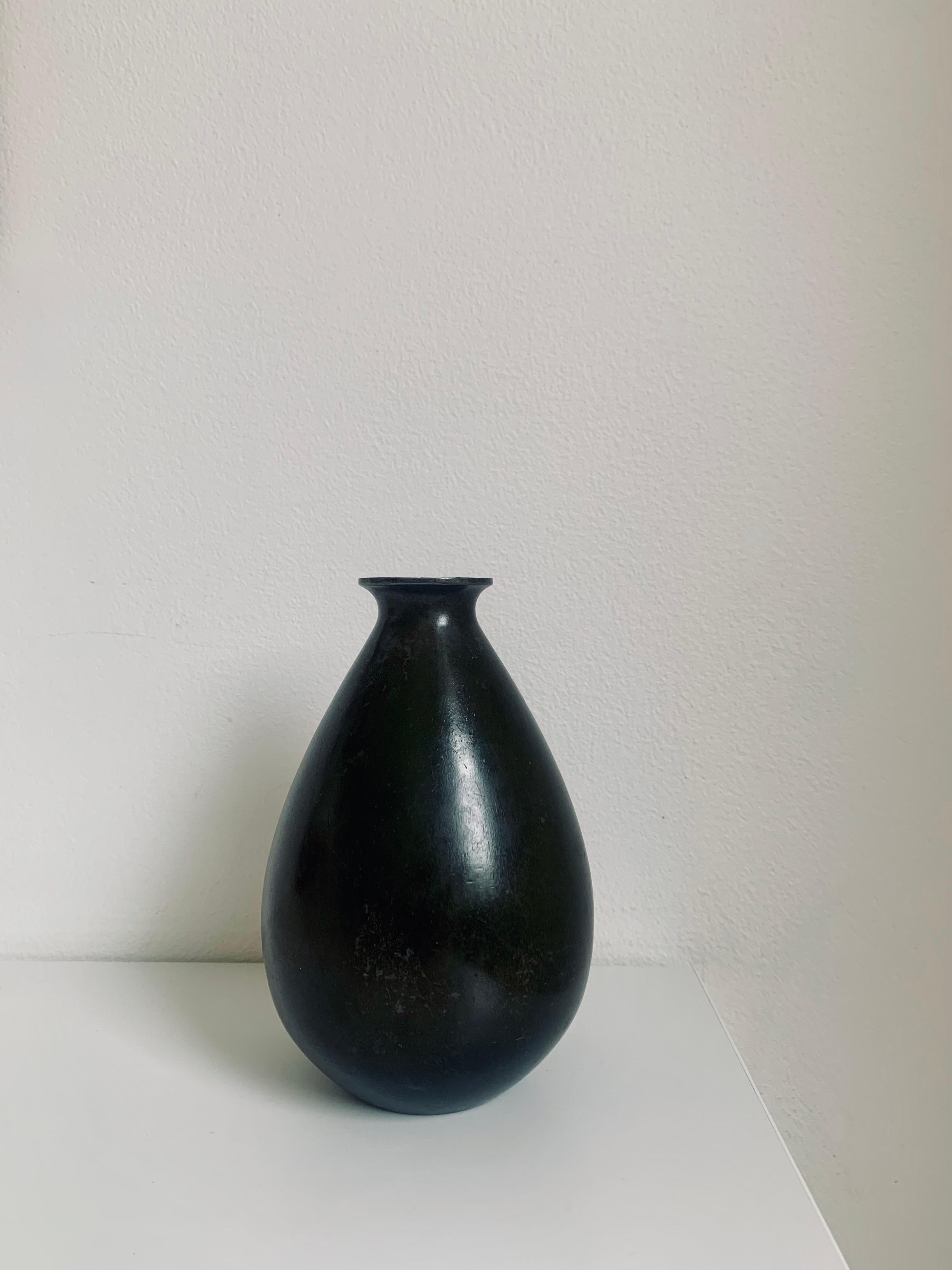 Danish 1930s Patinated Discometal Vase or Vessel by Just Andersen In Good Condition In Bromma, Stockholms län