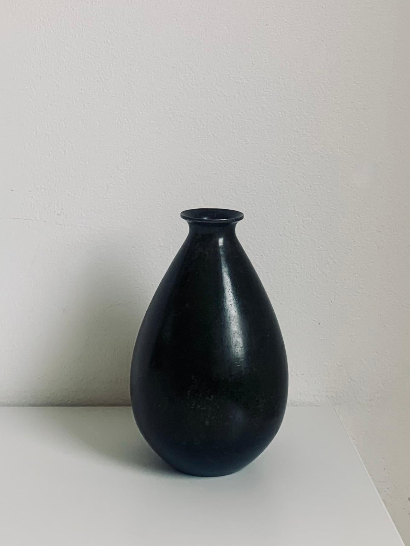 Mid-20th Century Danish 1930s Patinated Discometal Vase or Vessel by Just Andersen