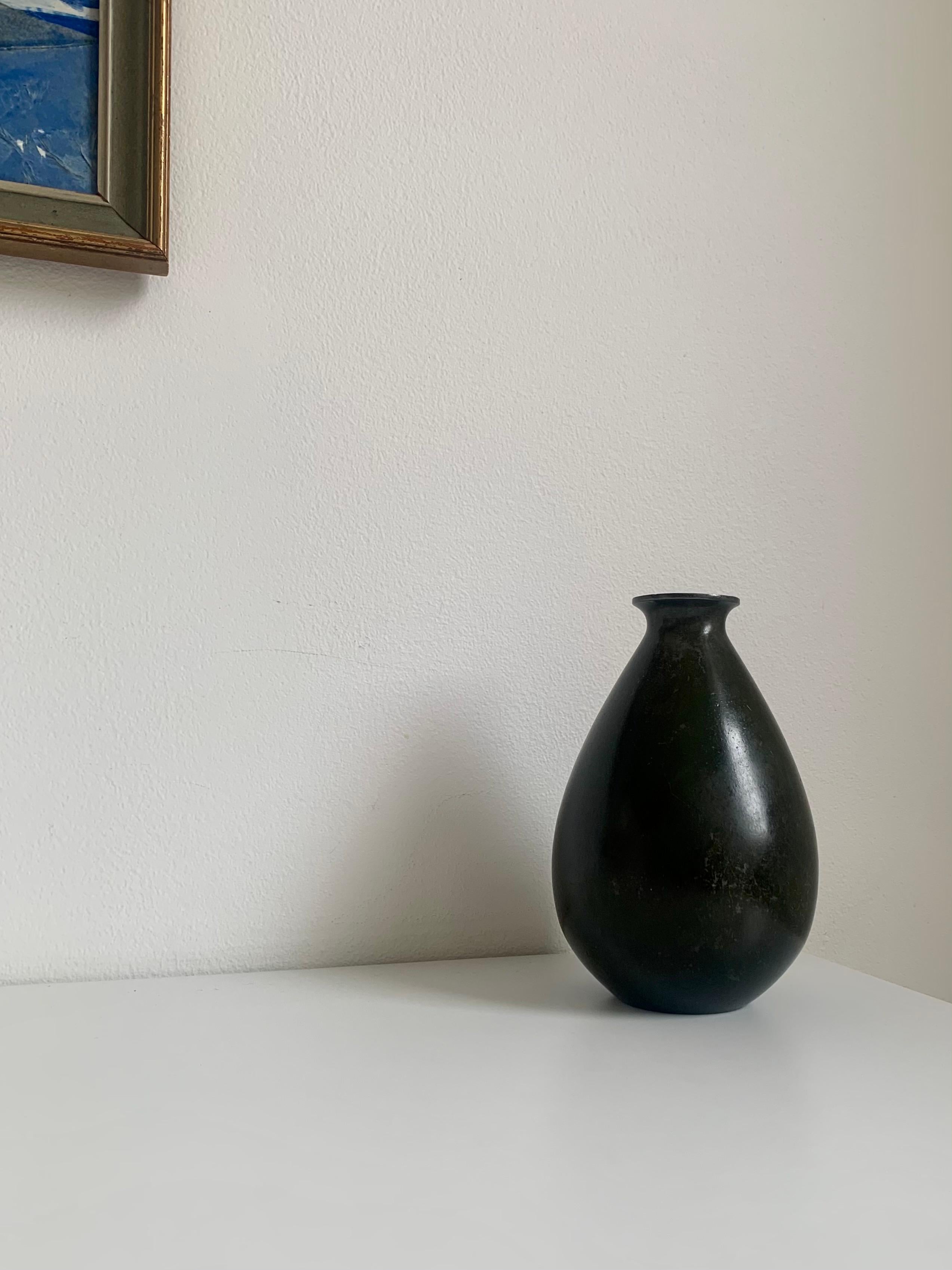 Metal Danish 1930s Patinated Discometal Vase or Vessel by Just Andersen