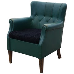 Danish 1930s Green Leather Club Chair