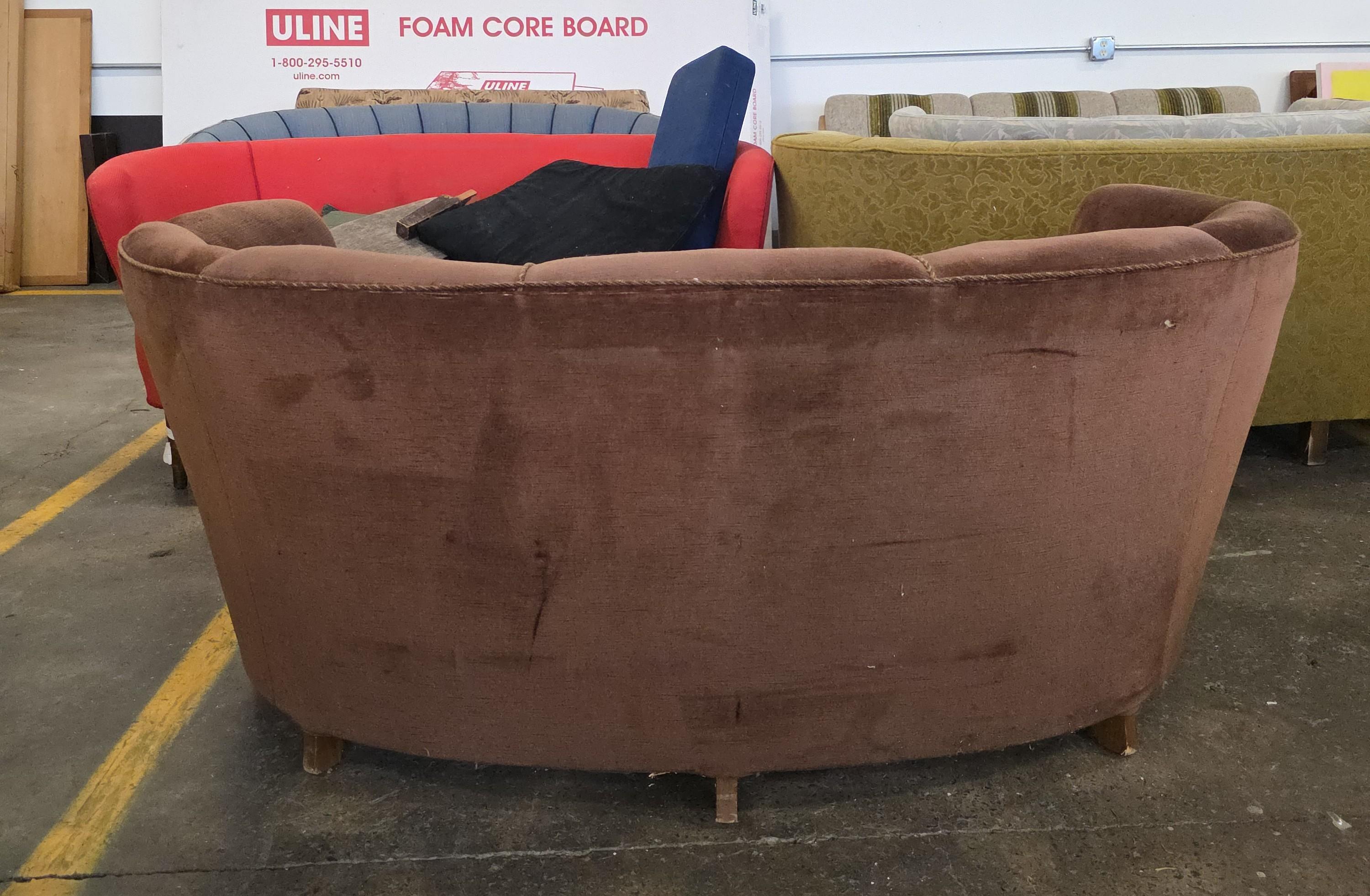 Mid-20th Century Danish 1940s Banana Form Settee or Sofa in Wool For Sale