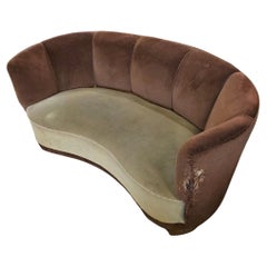 Danish 1940s Banana Form Settee or Sofa in Wool