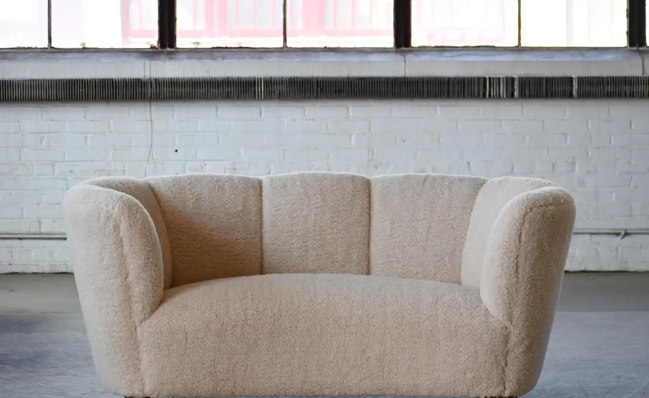 Danish 1940s Banana Shaped Curved Sofa 1