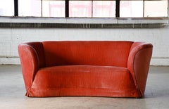 Danish 1940s Banana Shaped Curved Sofa
