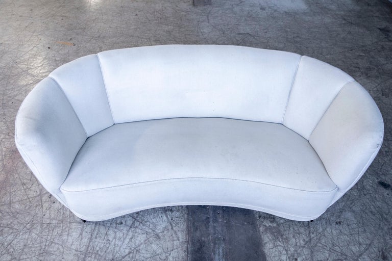 Danish 1940s Banana Shaped Curved Sofa Style of Royere For Sale 4