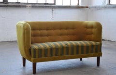 Danish 1940's Banana Sofa with Straight Back and Front