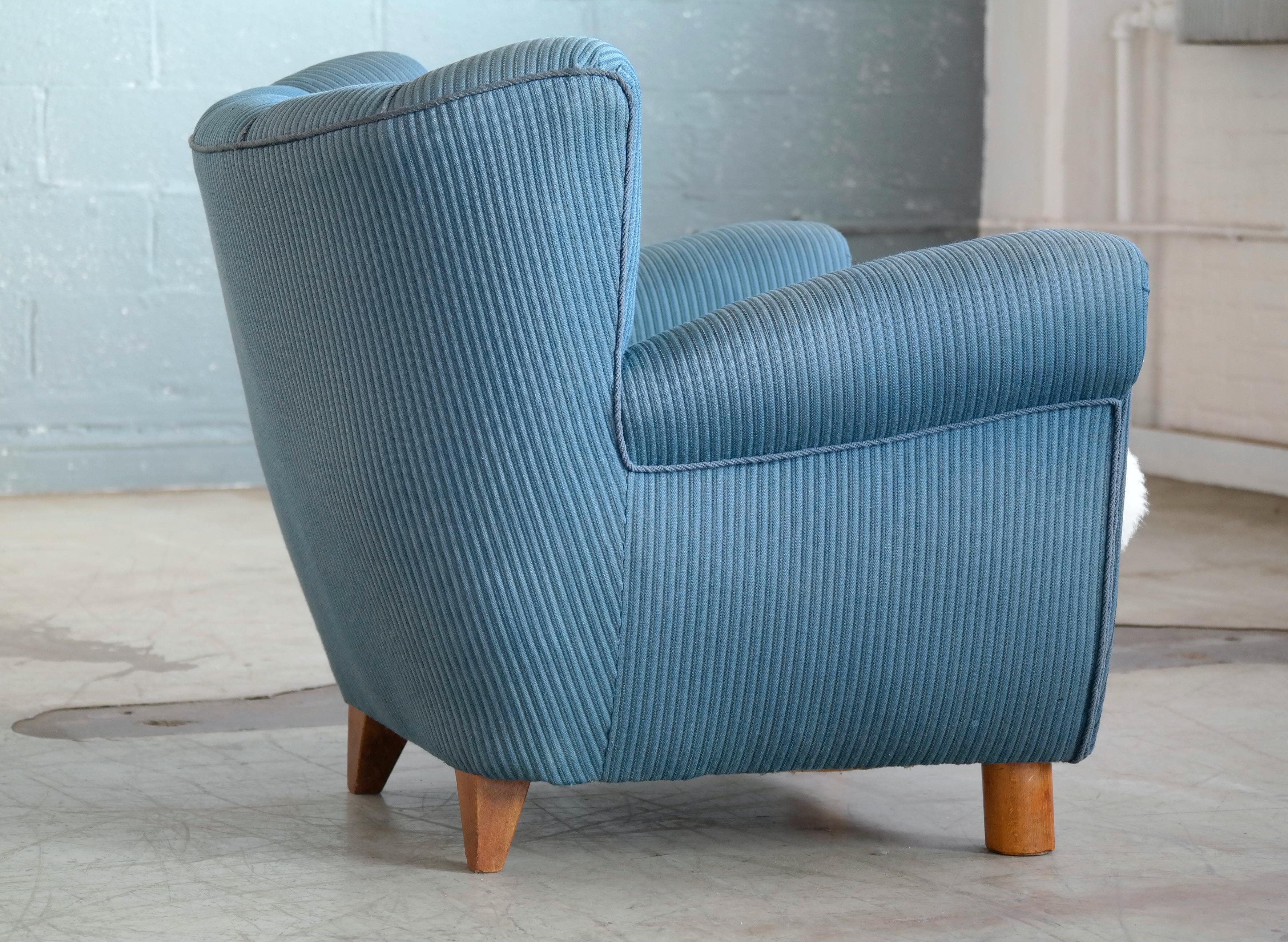 Wool Danish 1940s Boesen and Lassen Style Lounge Chair