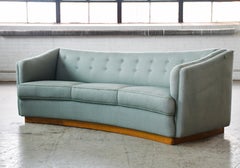 Danish 1940s Curved Sofa Model 1668 by Ole Wanscher for Fritz Hansen