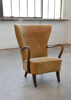 Danish 1940s Easy Chair with Open Armrests in Beech by Alfred Christensen