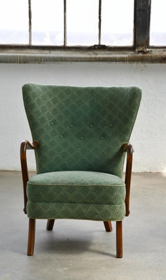 Danish 1940s Easy Chair with Open Armrests in Beech by Alfred Christensen