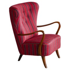 Fauteuil danois des années 1940 avec accoudoirs ouverts en hêtre d'Alfred Christensen