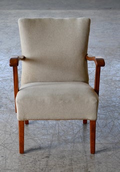 Danish 1940's Easy Chair with Open Armrests In Beech