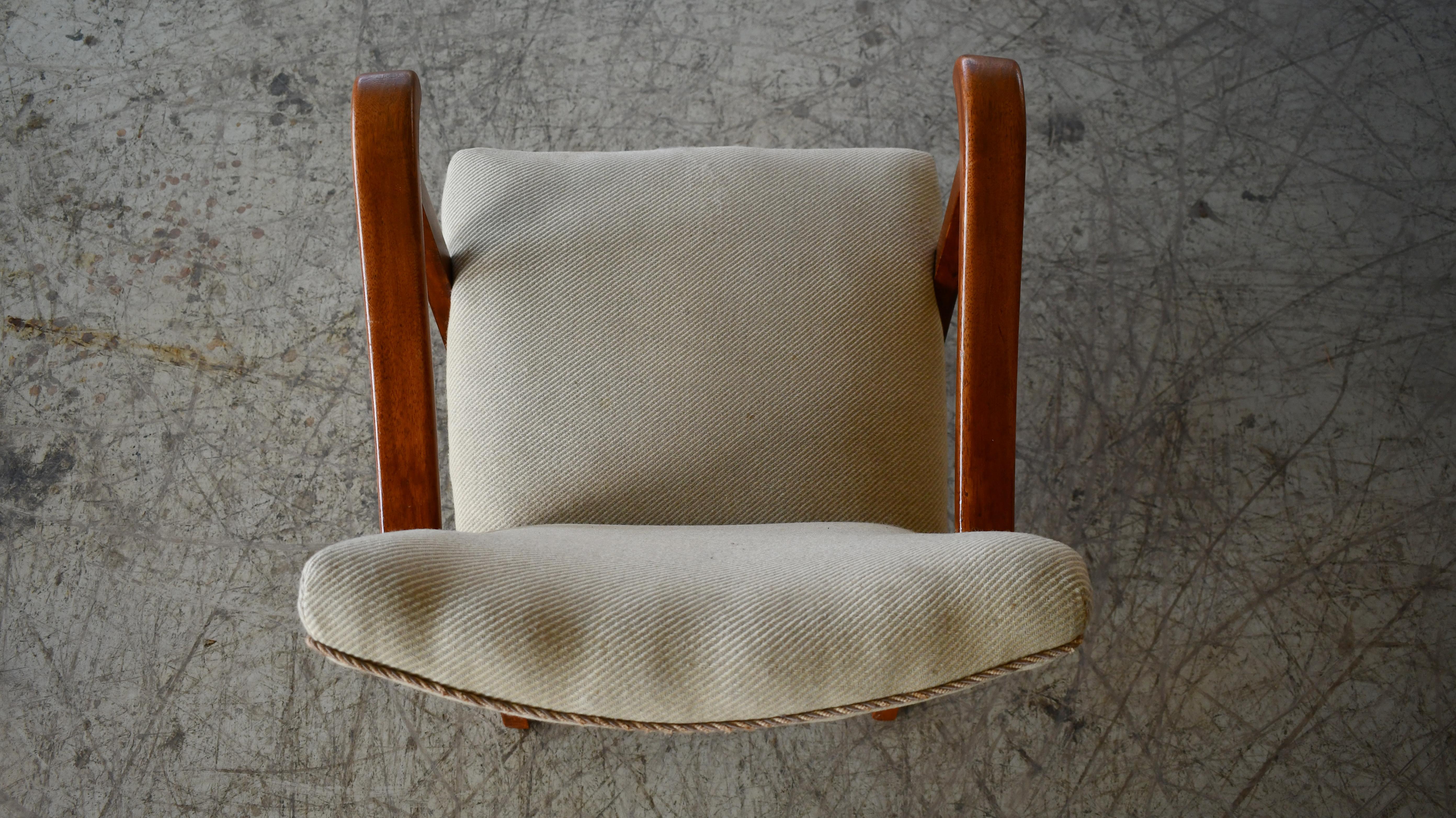 Danish 1940's Easy Chair with Open Armrests In Beech 3