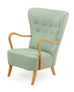 Danish 1940s Easy Chair with Open Armrests in Blonde Beech by Alfred Christensen