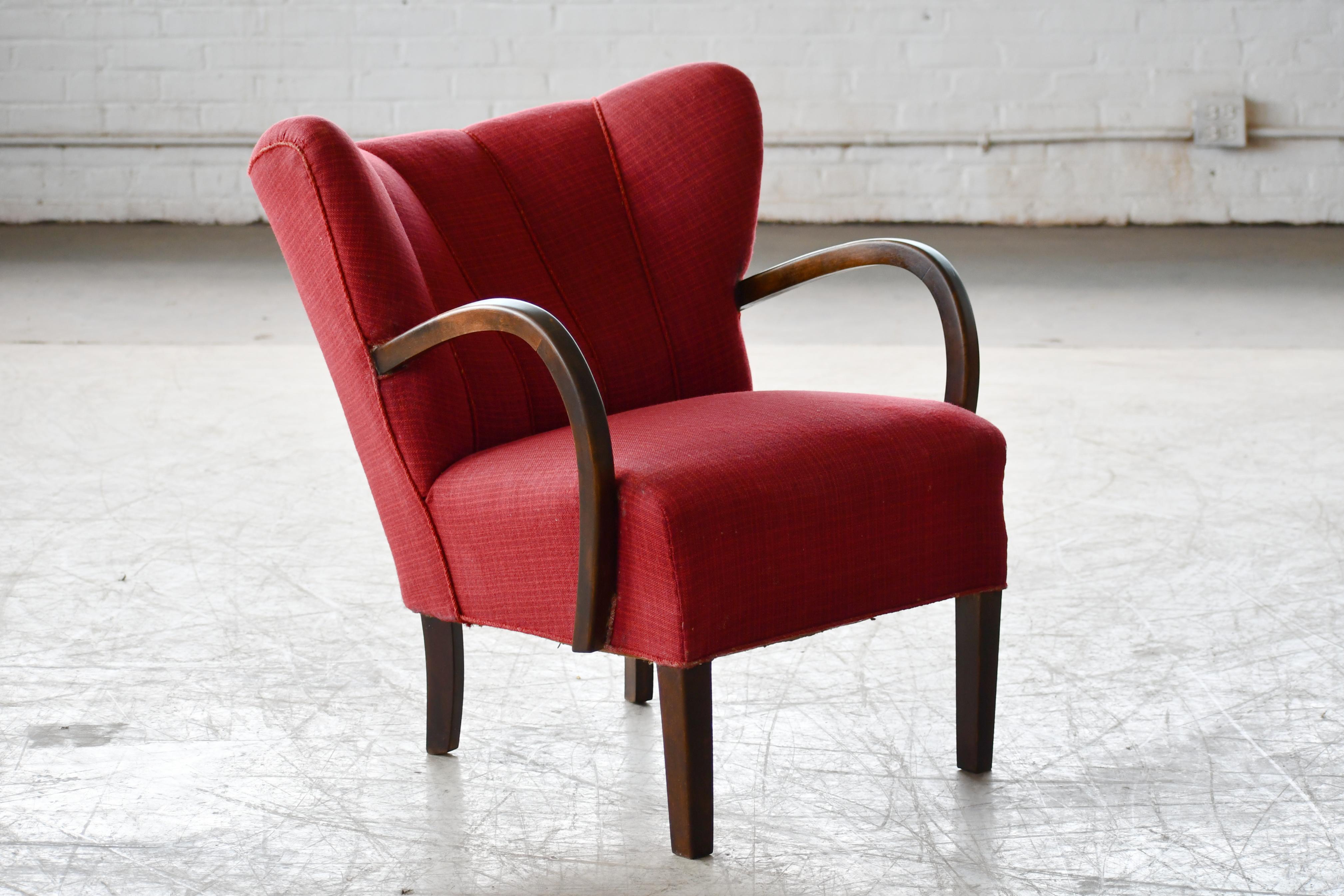 Mid-Century Modern Danish 1940's Easy Lounge Chair attributed to Viggo Boesen