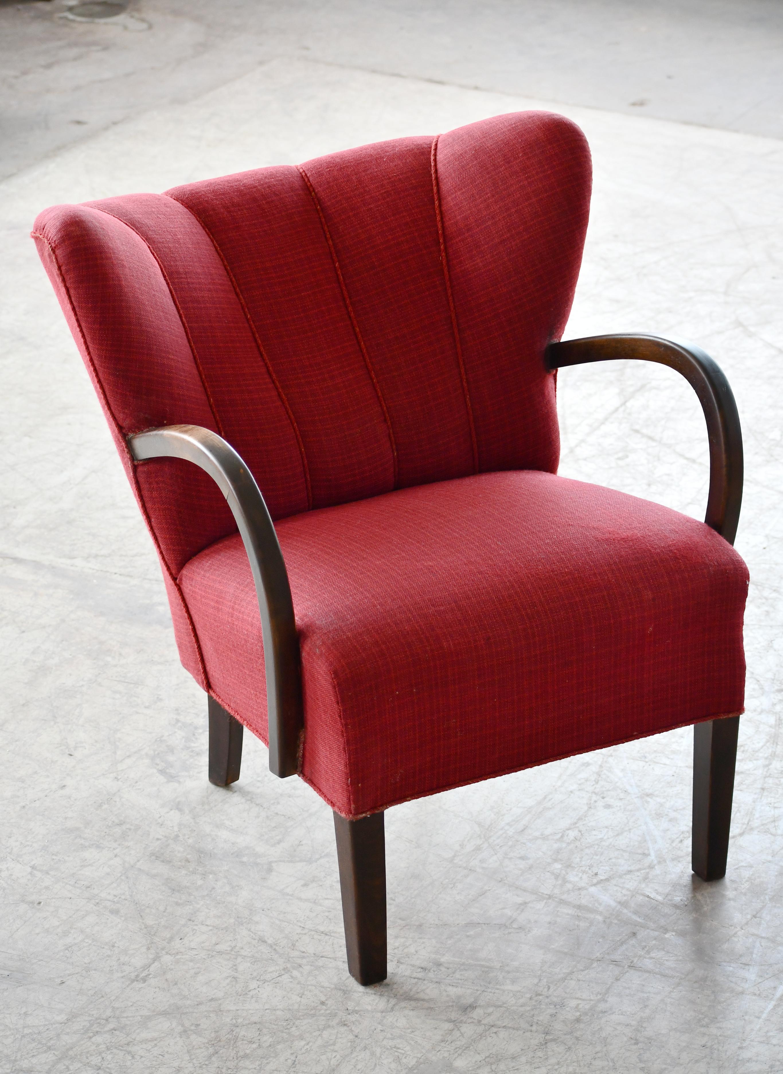 Mid-20th Century Danish 1940's Easy Lounge Chair attributed to Viggo Boesen