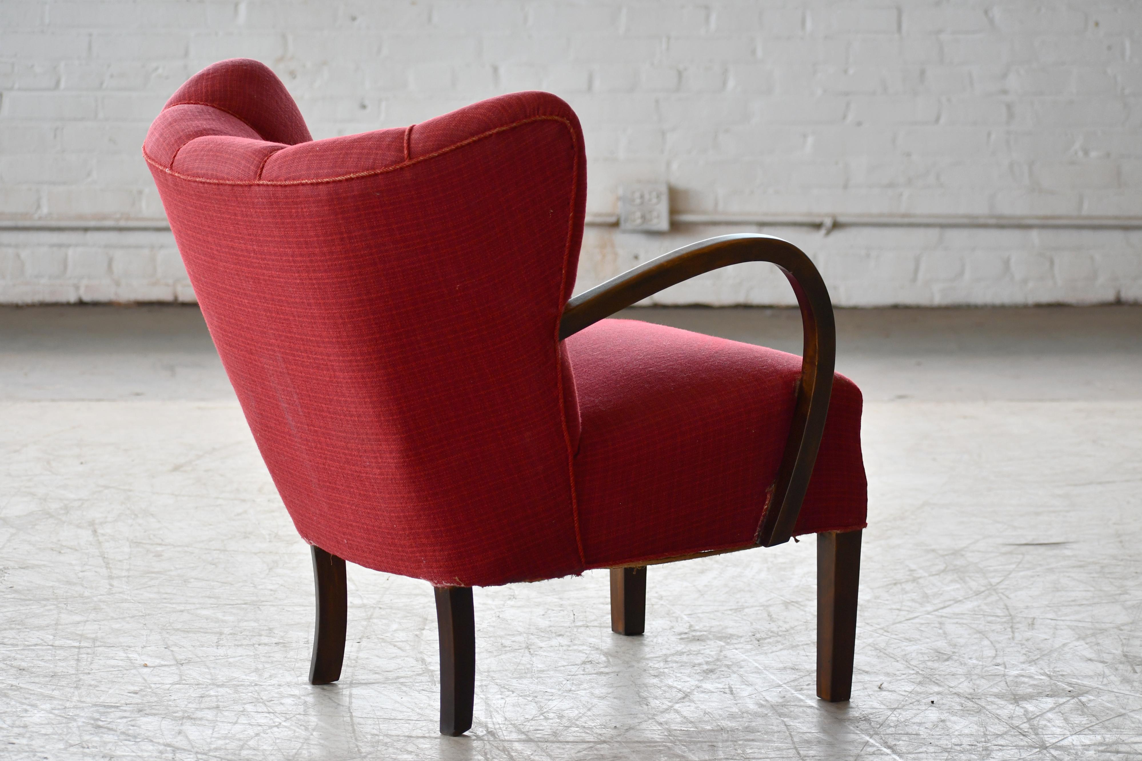 Danish 1940's Easy Lounge Chair attributed to Viggo Boesen 1