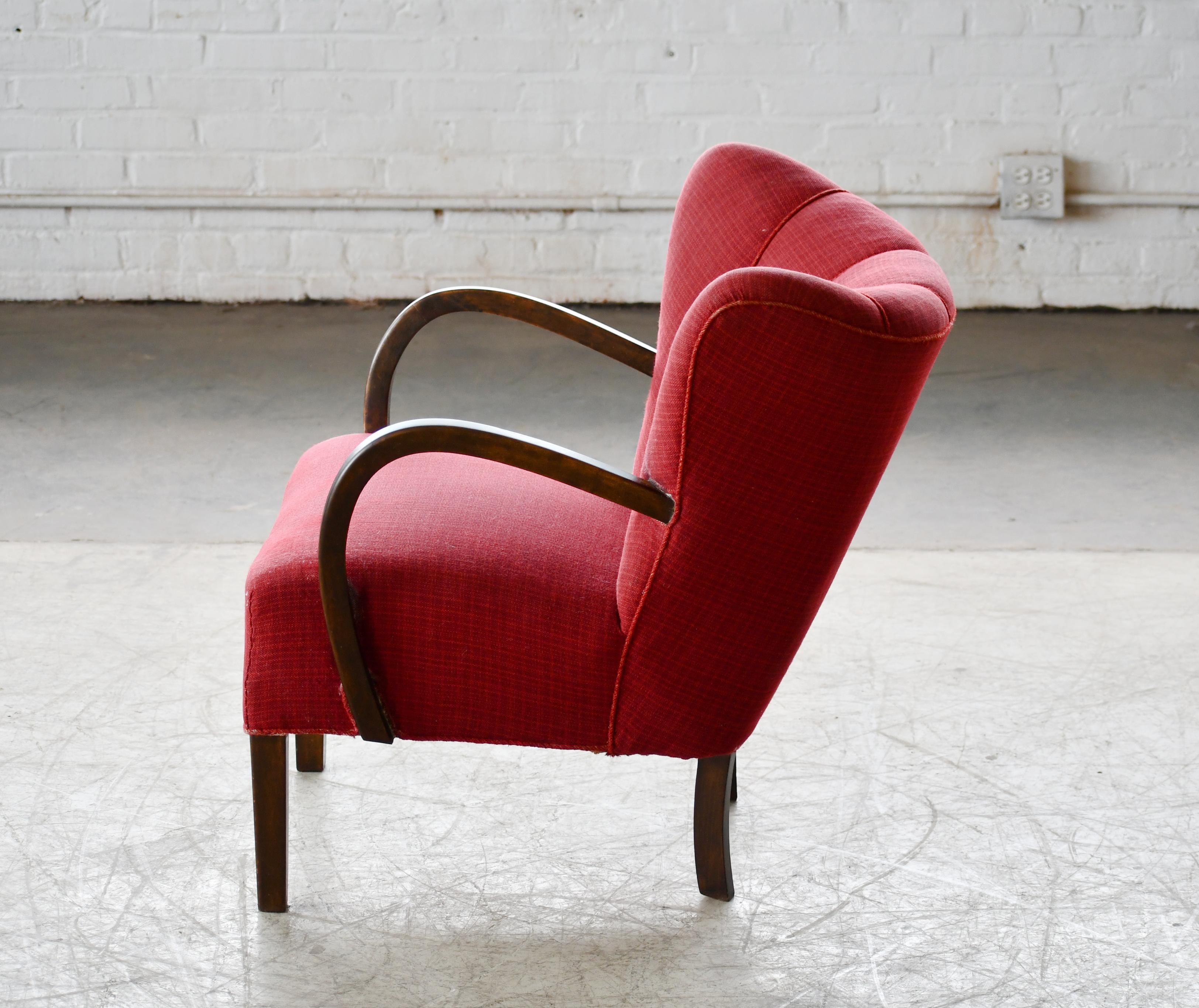 Danish 1940's Easy Lounge Chair attributed to Viggo Boesen 3