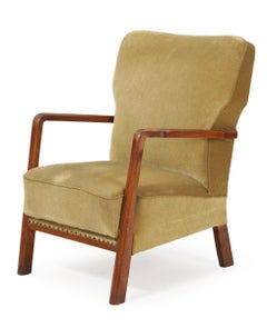 Danish 1940's Easy Lounge or Club Chair with Cuban Mahogany Frame