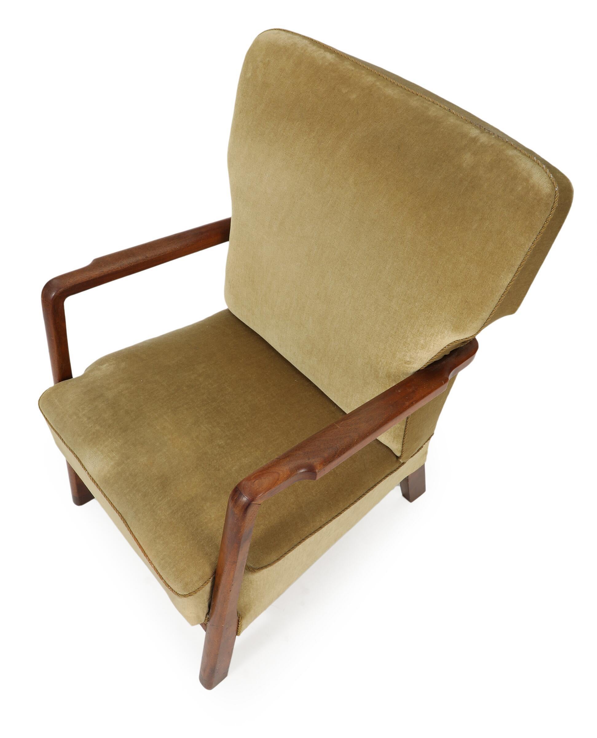 Dänischer Loungesessel oder Clubsessel aus den 1940er Jahren mit Gestell aus kubanischem Mahagoni im Zustand „Gut“ im Angebot in Bridgeport, CT