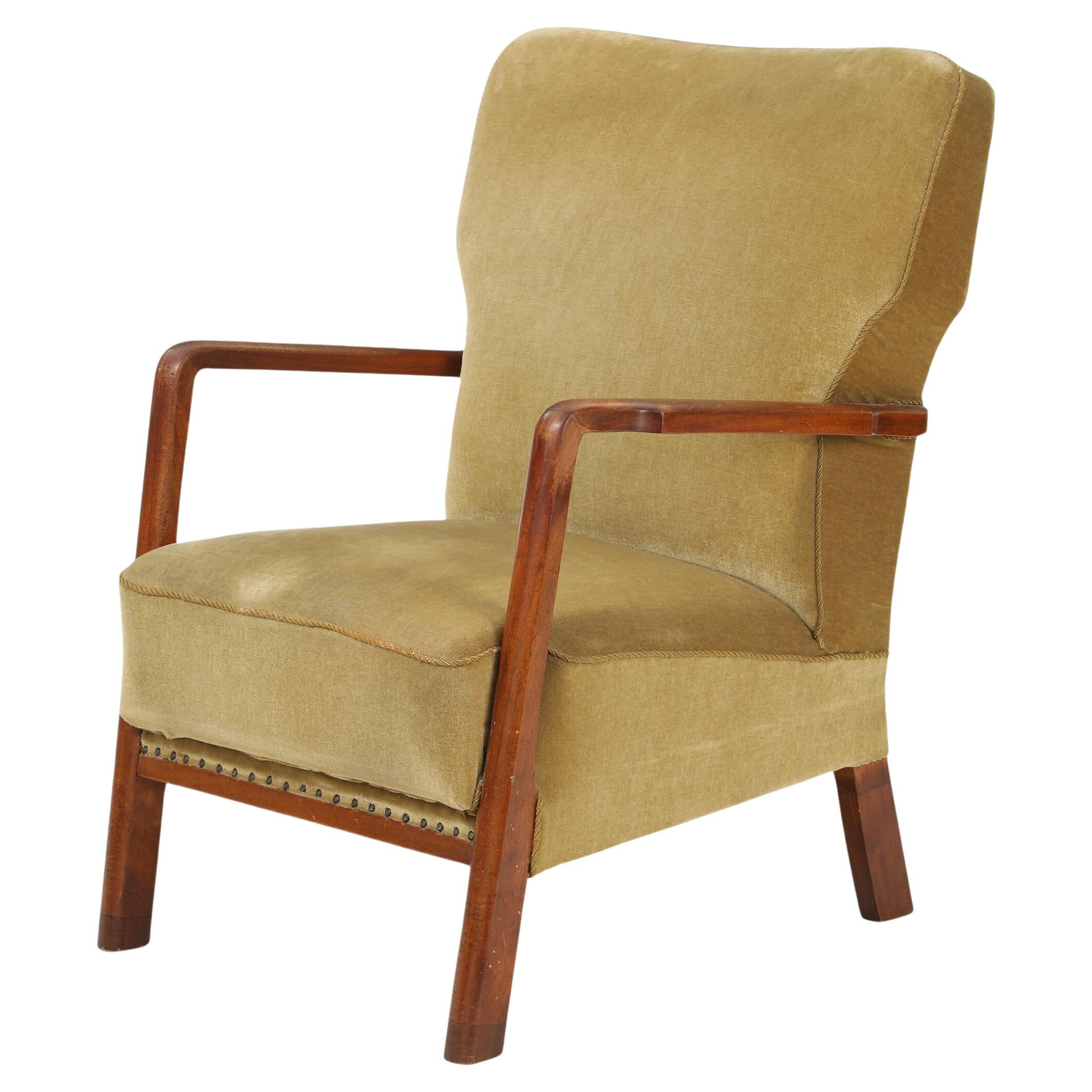 Sedia Easy Lounge o Club danese degli anni
40 con struttura in mogano cubano