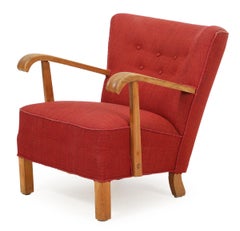 Sedia Easy Lounge o Club danese degli anni '40 con braccioli in Oak