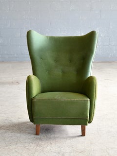 Danish 1940s Flemming Lassen Attributed High Back Lounge Chair