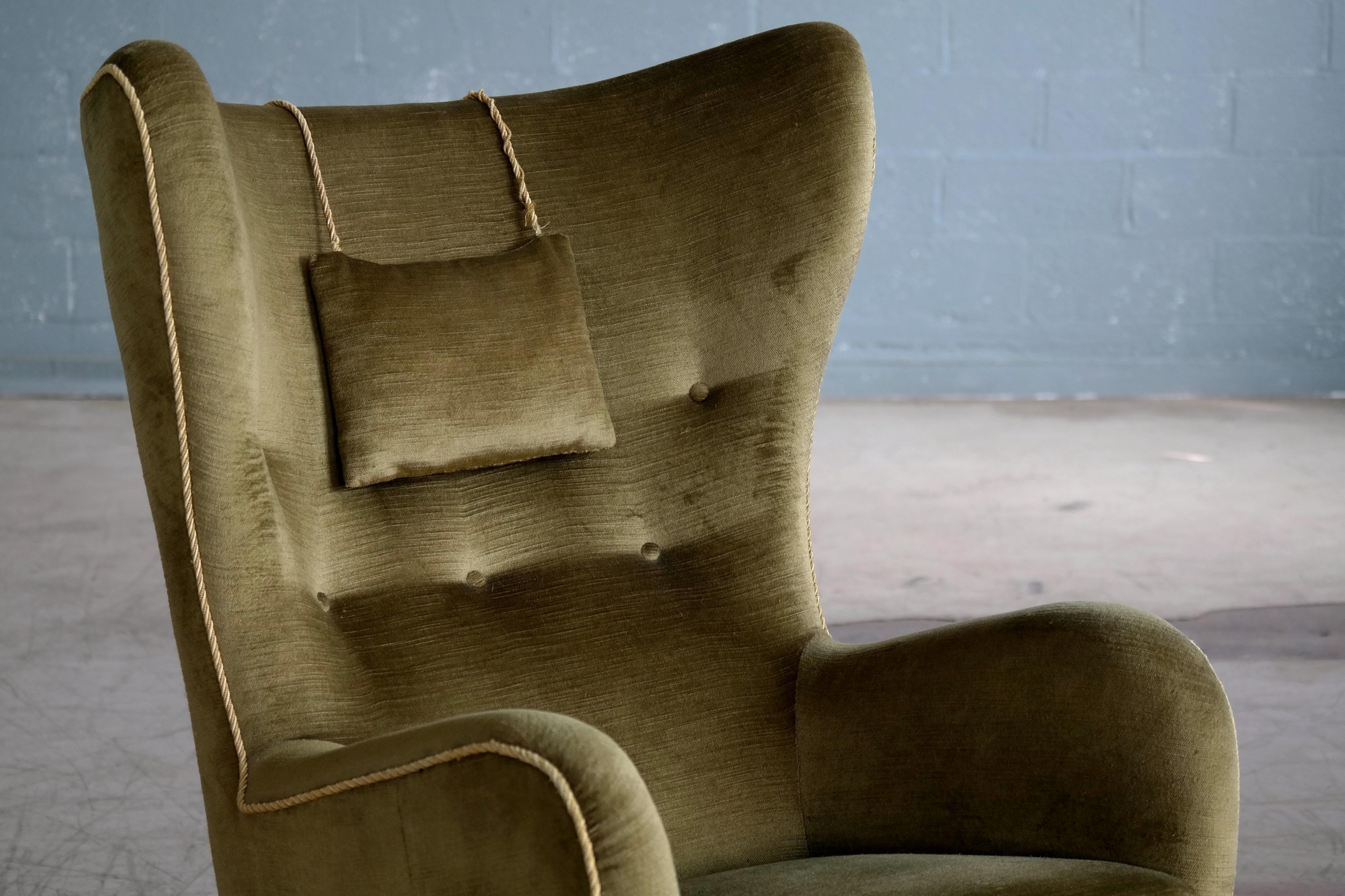 Danish 1940s Flemming Lassen Attributed High Back Lounge Chair In Good Condition In Bridgeport, CT