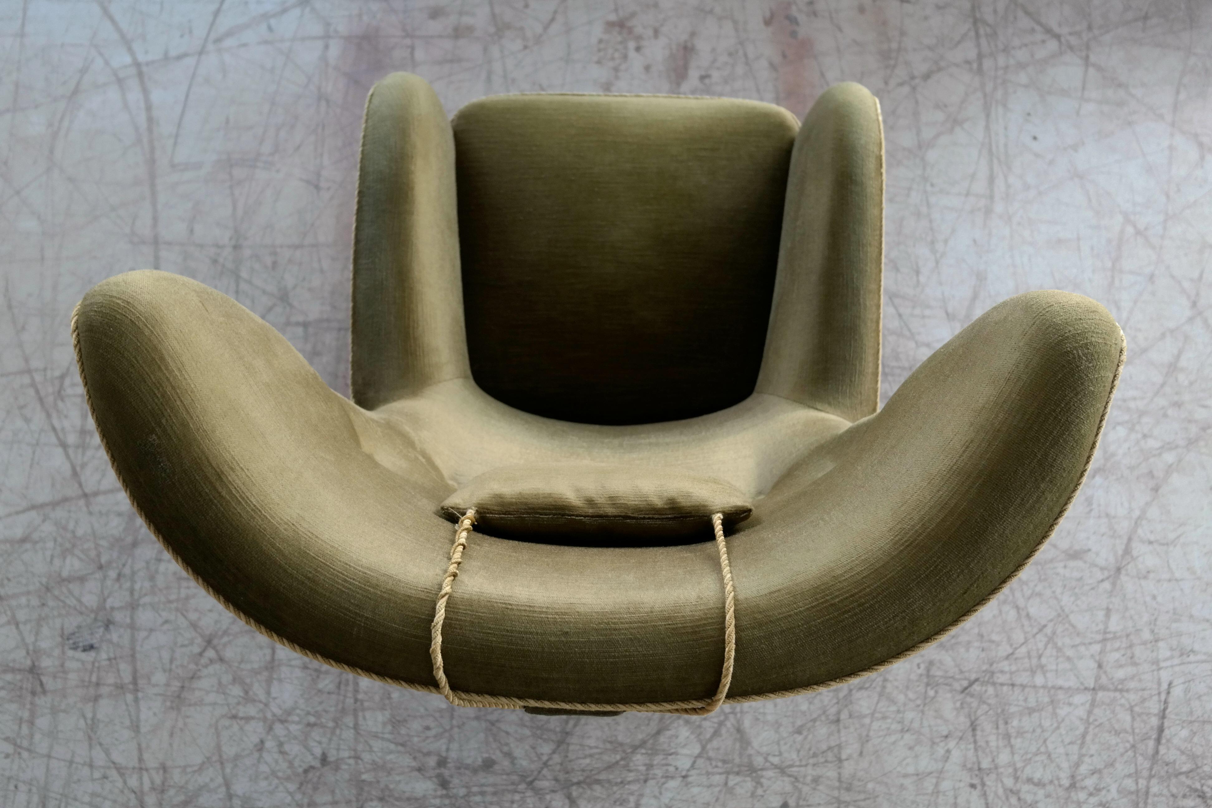 Danish 1940s Flemming Lassen Attributed High Back Lounge Chair 4