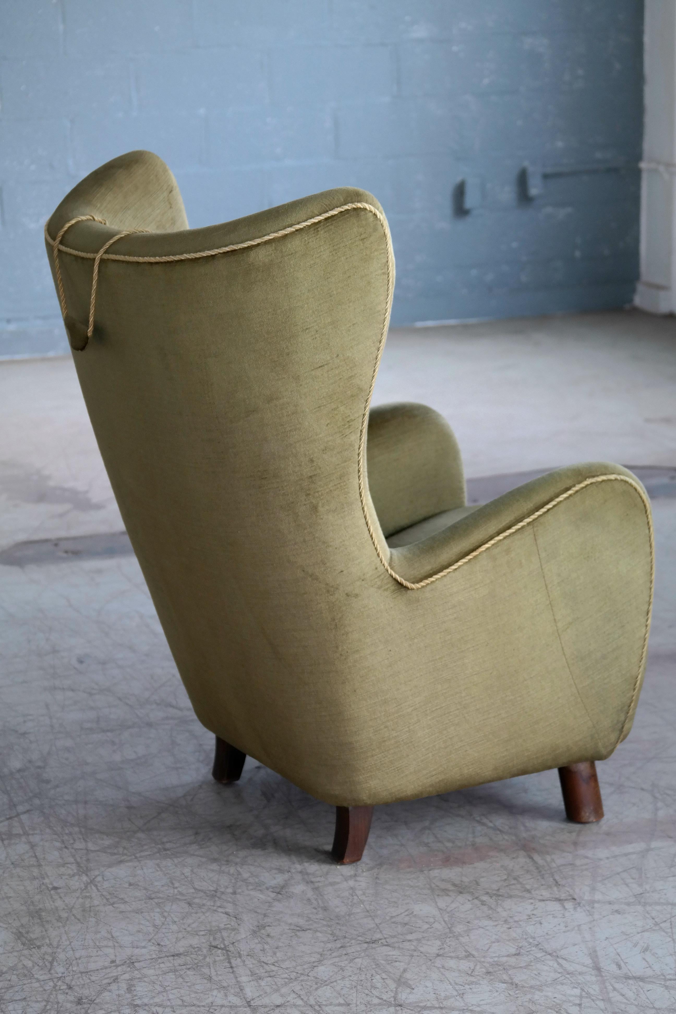 Danish 1940s Flemming Lassen Attributed High Back Lounge Chair 5
