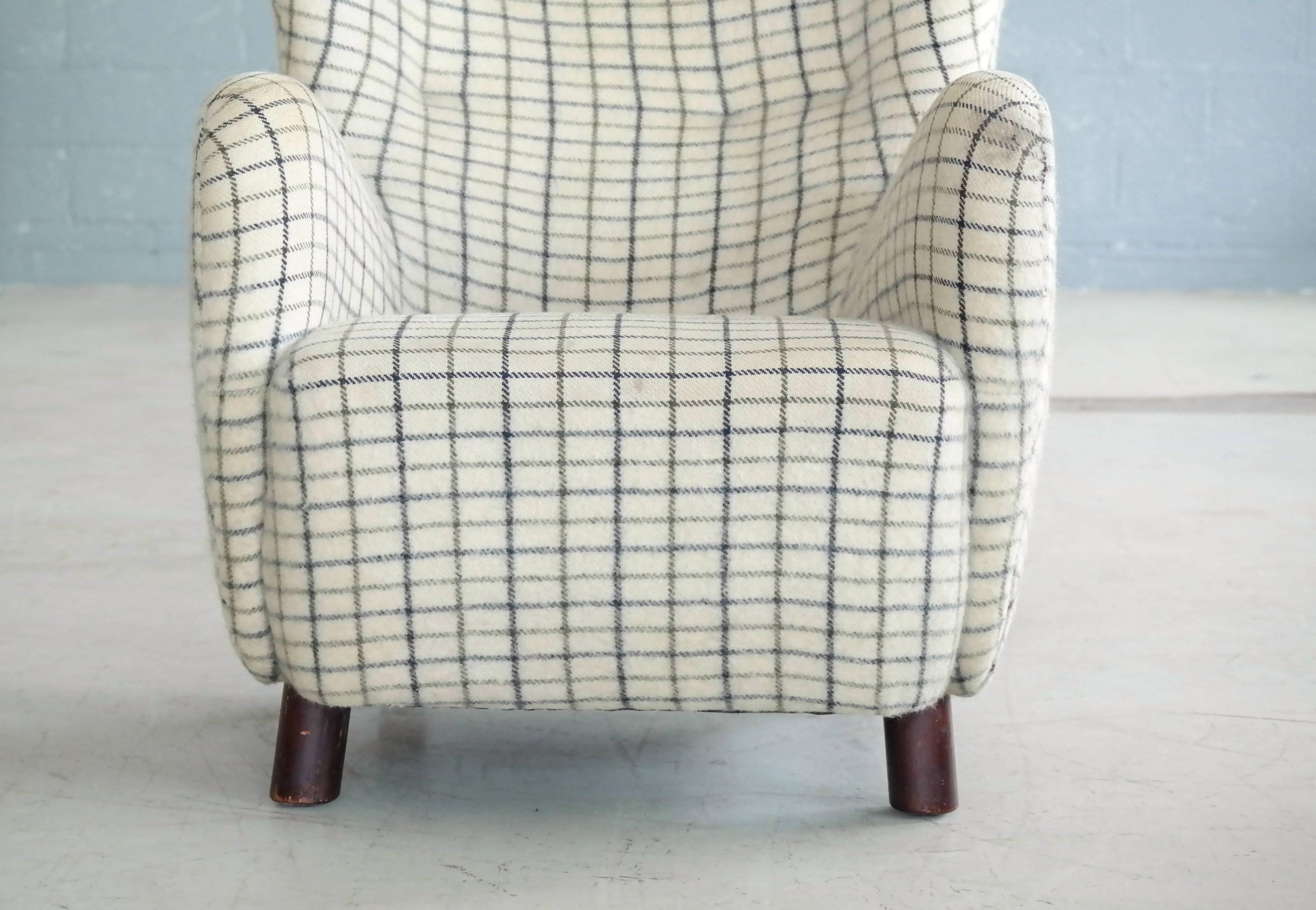 Scandinavian Modern Danish 1940s Flemming Lassen High Back Lounge Chair