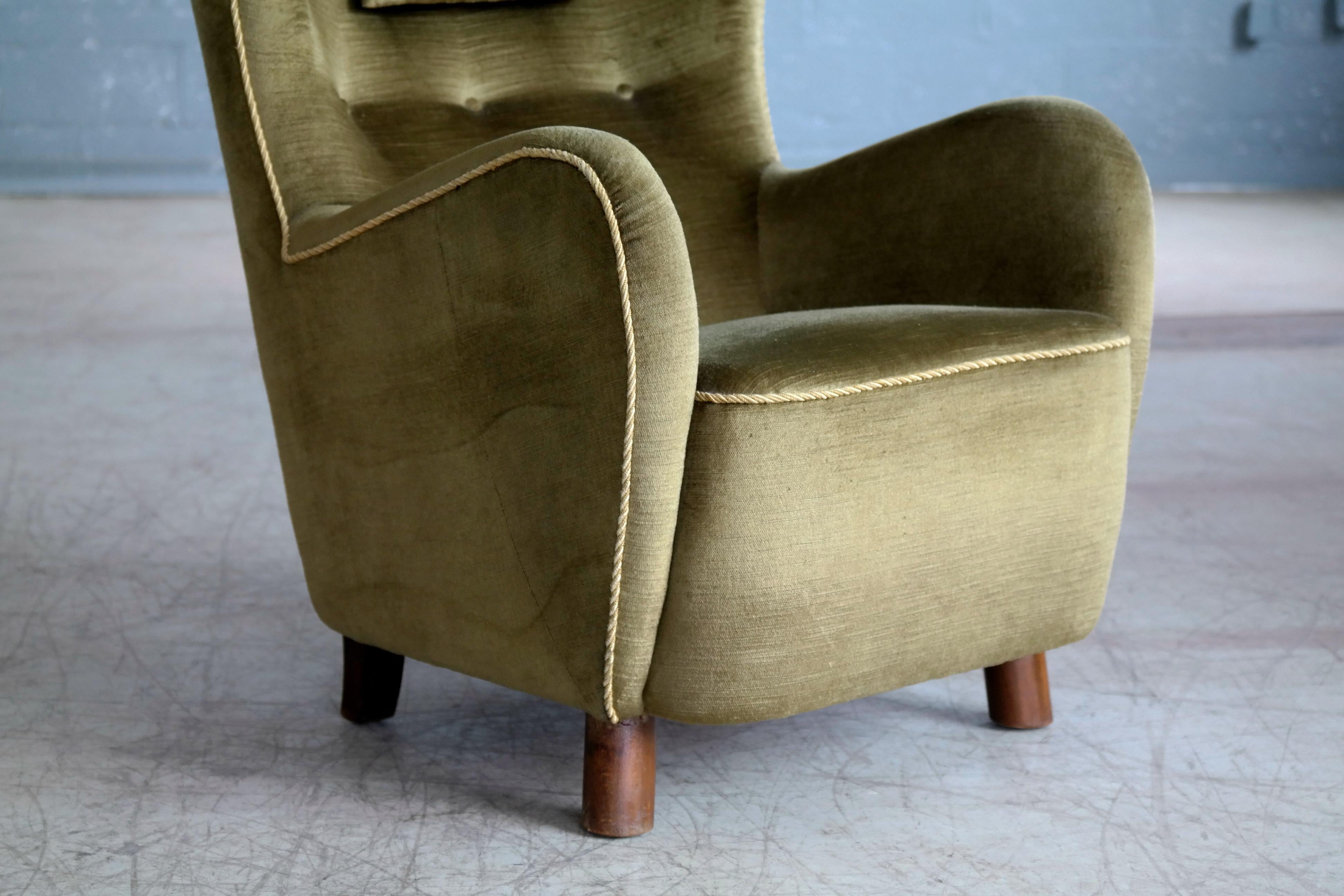 Mid-20th Century Danish 1940s Flemming Lassen Attributed High Back Lounge Chair