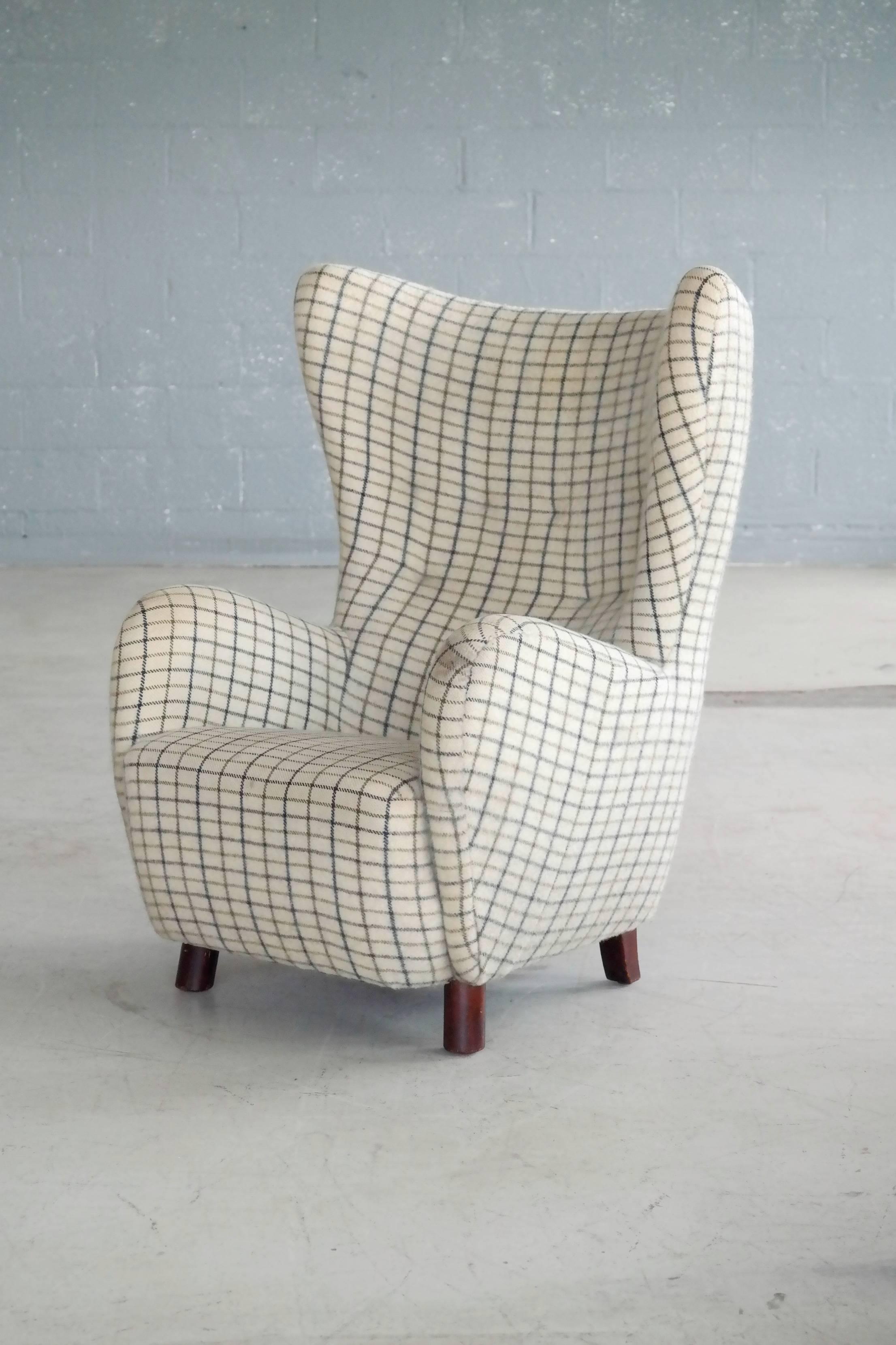 Mid-20th Century Danish 1940s Flemming Lassen High Back Lounge Chair