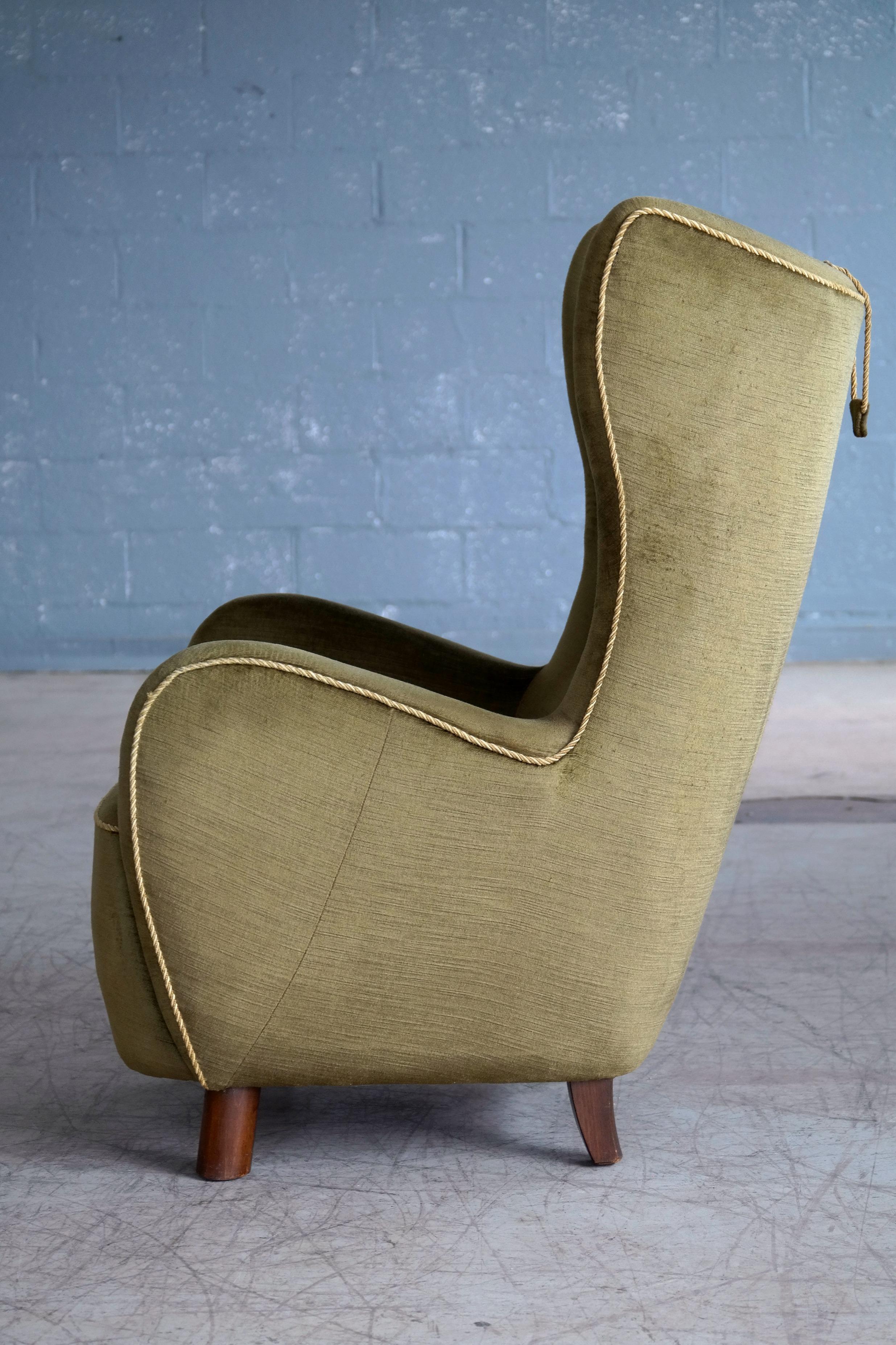 Danish 1940s Flemming Lassen Attributed High Back Lounge Chair 1