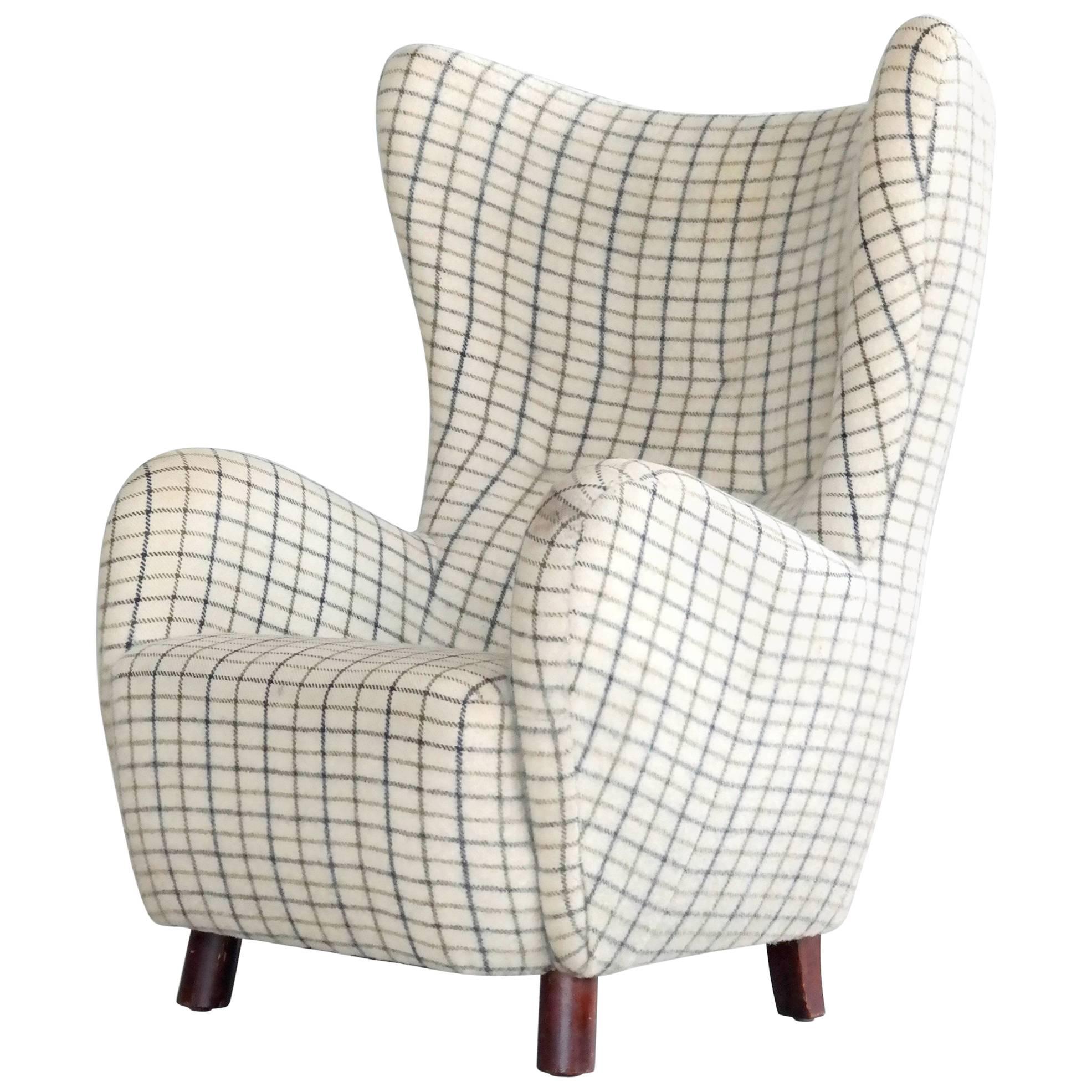 Danish 1940s Flemming Lassen High Back Lounge Chair