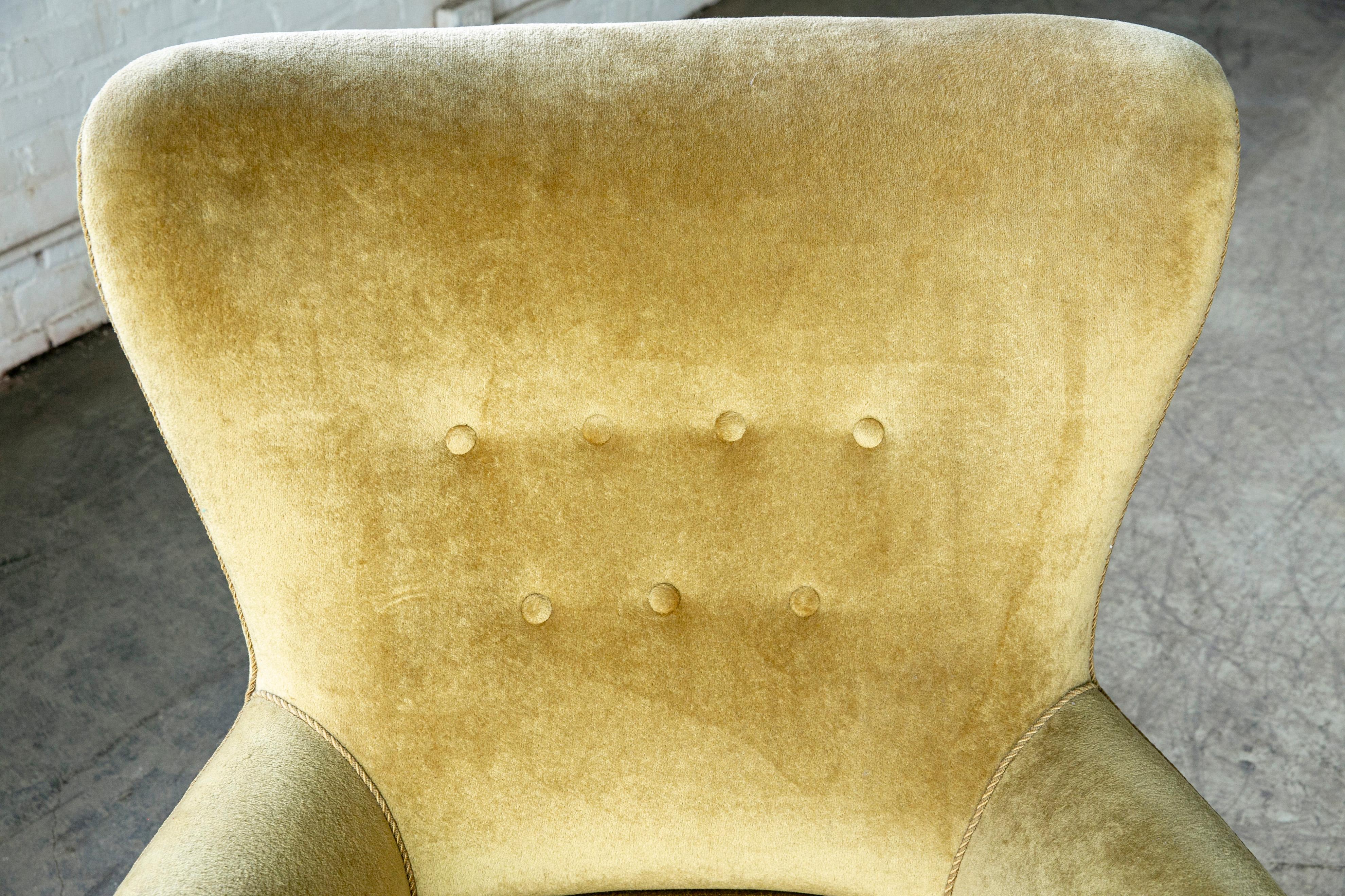 Danish, 1940s, Flemming Lassen Style High Back Lounge Chair in Mohair 2